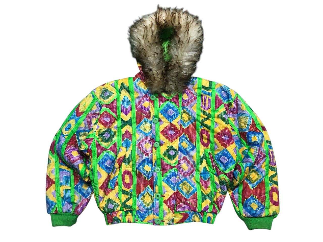 Vintage O’Neill Down Jacket Multicolor Fur Hoodie