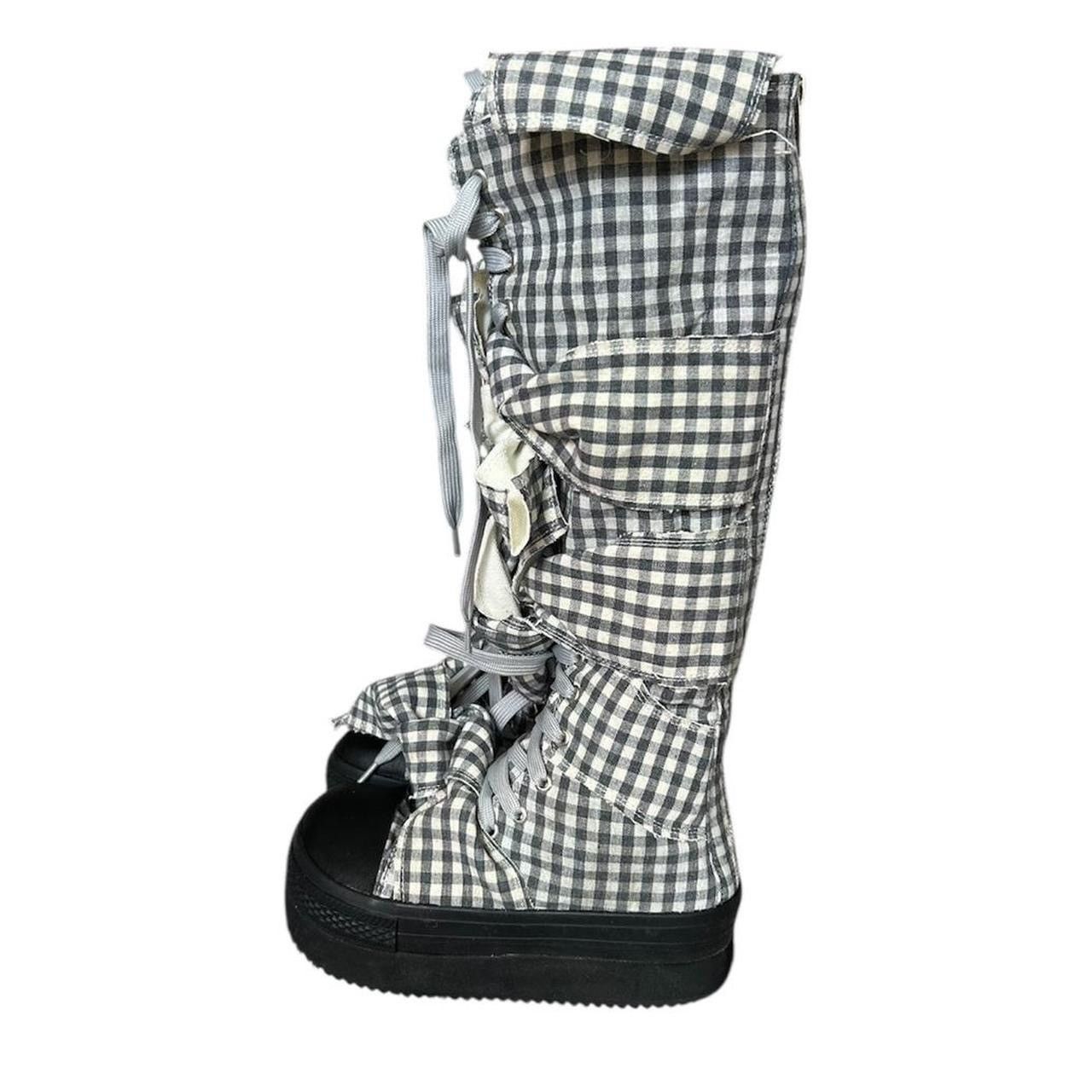 Japanese Brand Japanese Checkered Bowtie Platform Boots Size US 5.5 / IT 35.5 - 3 Thumbnail