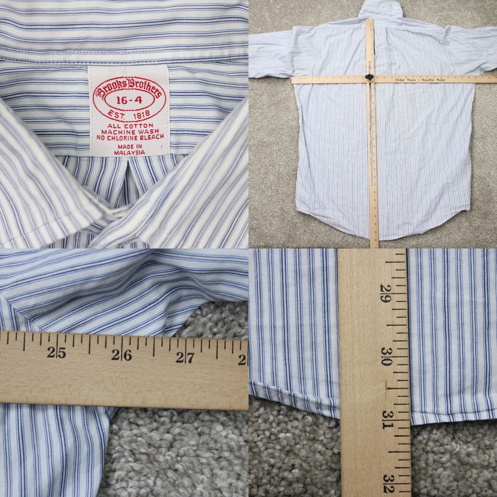 Brooks Brothers Brooks Brothers Regent Shirt Men 16, 4 Blue/White 100% Cotton Long Sleeve Button Down Shirt Mens Regular Style Classic Size US L / EU 52-54 / 3 - 8 Thumbnail