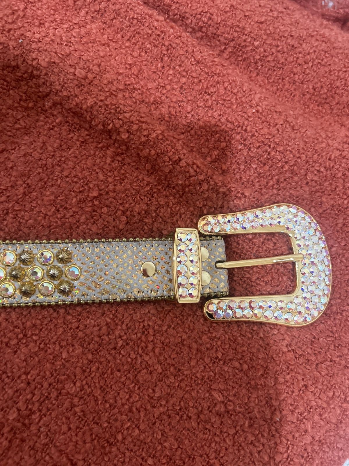 B.B. Simon × Swarovski BB Simons Lavasan AB Gold Belt Size 34 - 4 Thumbnail