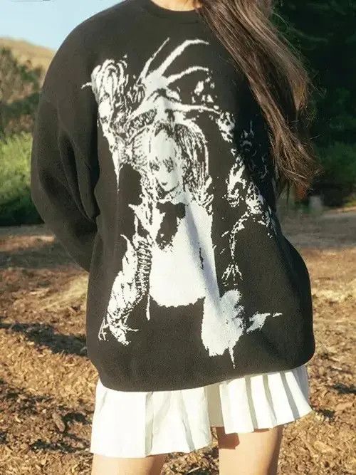 Japanese Brand × Vintage Y2K Vintage Anime Knitted Gothic Design Sweater Size XL / US 12-14 / IT 48-50 - 1 Thumbnail