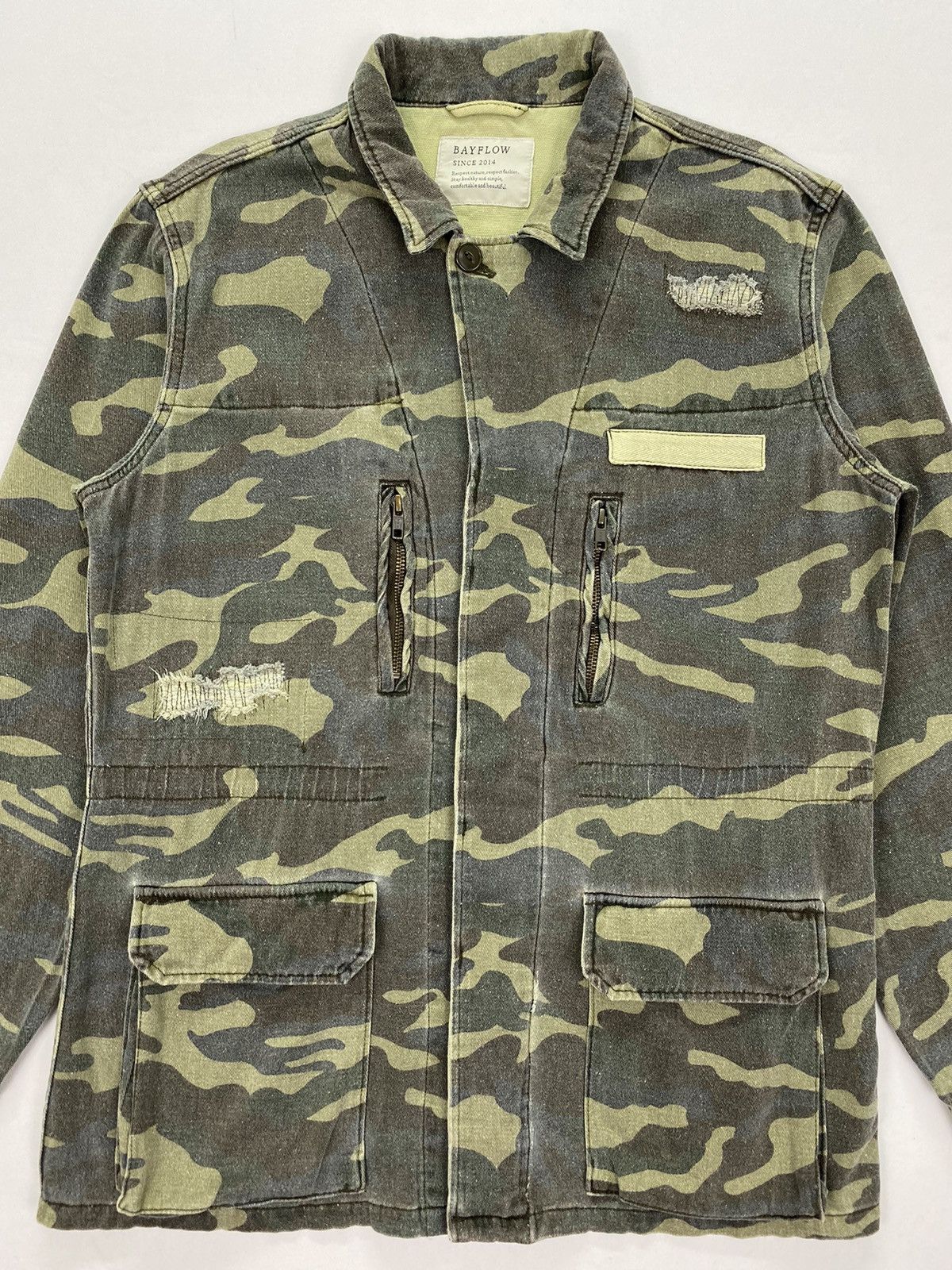 Japanese Brand Bayflow Distressed Camo Jacket Size US M / EU 48-50 / 2 - 4 Thumbnail
