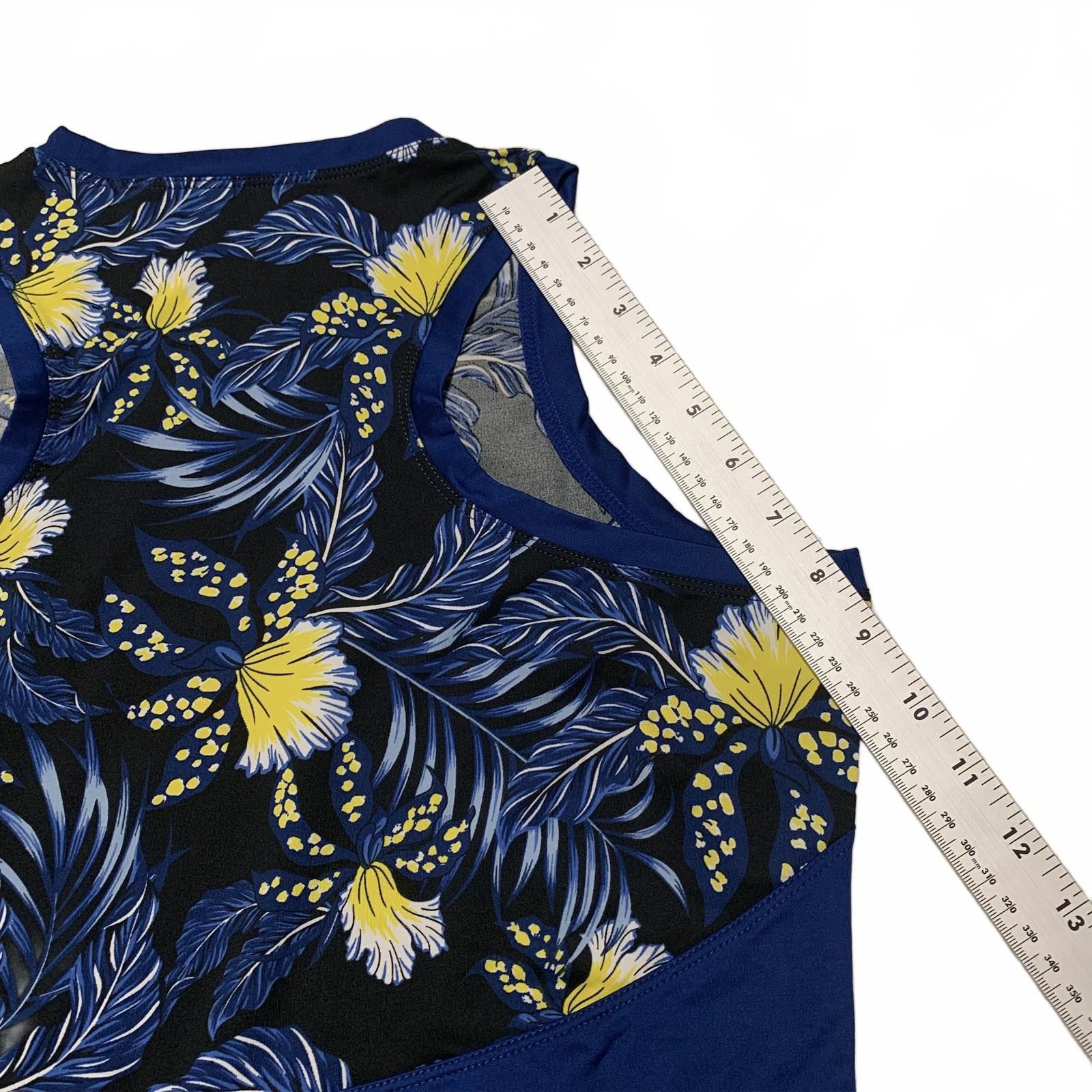 Ann Taylor TAIL Women's Sz M Debbie Blue Jungle Sleeveless Floral Top Size ONE SIZE - 10 Thumbnail