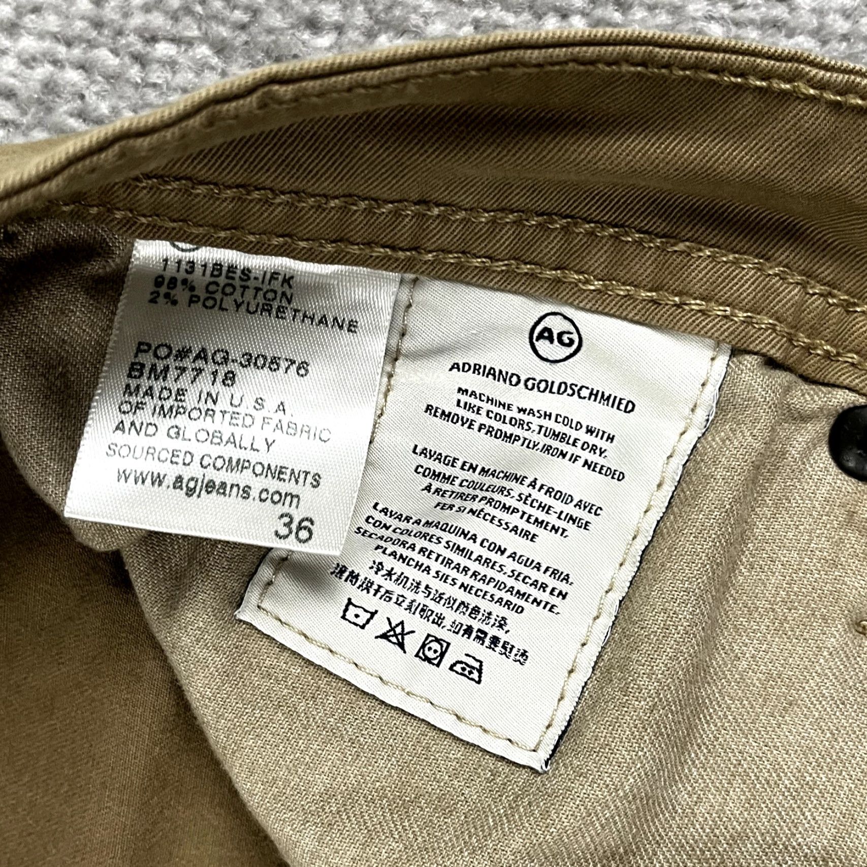 Vintage AG ADRIANO GOLDSCHMIED Pants Men Slim Straight Brown Chino The Matchbox 36 x 29 Size 36 Inseam 36 5-Pocket Design Button Zip Brown Chino Men Slim Size US 29 - 3 Thumbnail