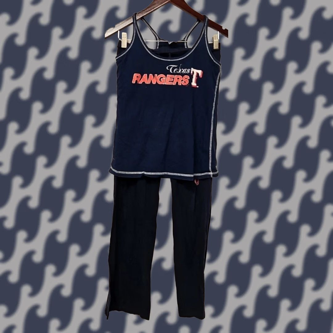 Vintage Texas Rangers MLB Womens Medium Lounge Set Cami Pajama Deep Navy Sideline Apparel Logo (Drawstring) Size ONE SIZE - 1 Thumbnail