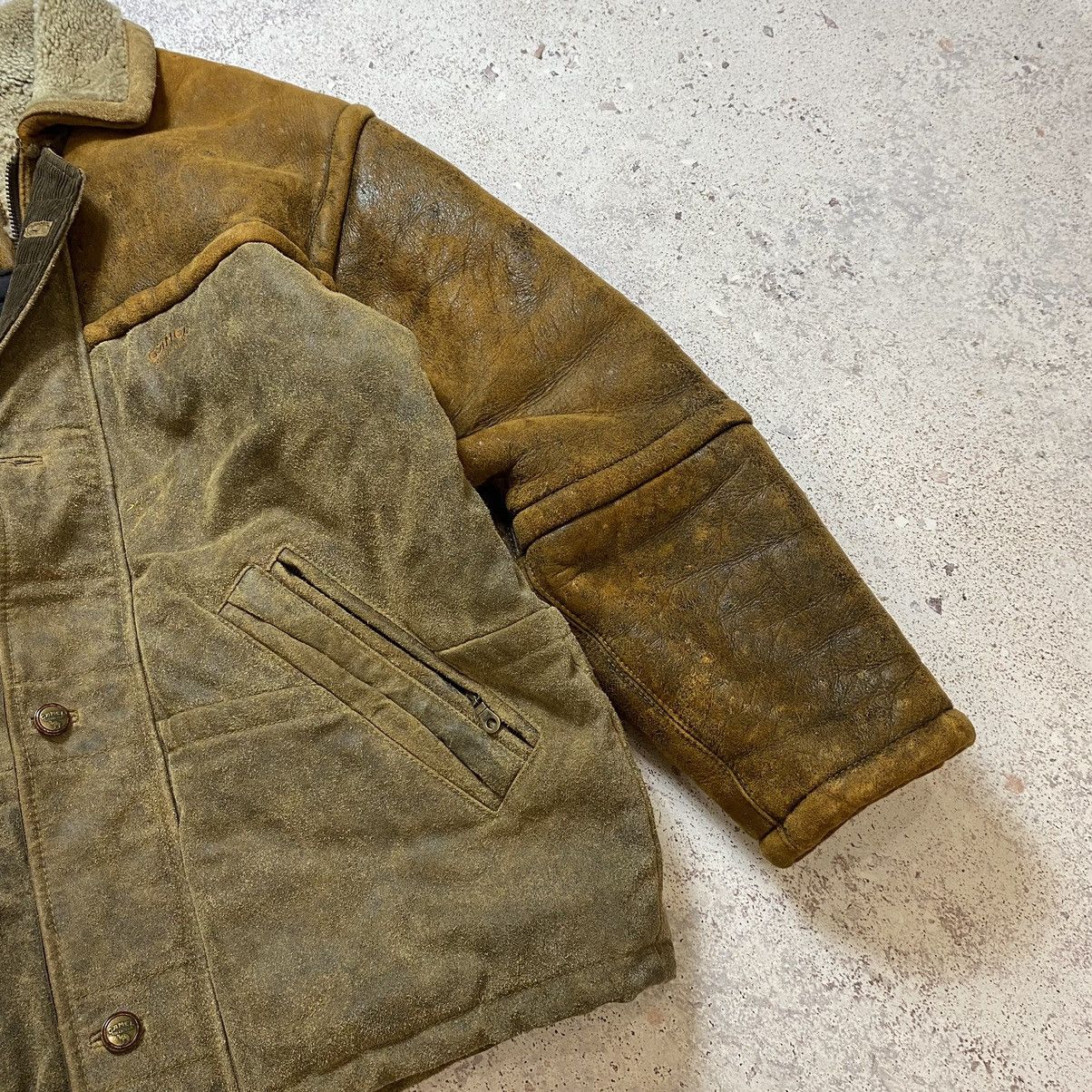 Camel × Japanese Brand × Vintage Vintage 90s Leather Camel Jacket Coat Y2K Avantgarde Retro Size US XL / EU 56 / 4 - 8 Thumbnail