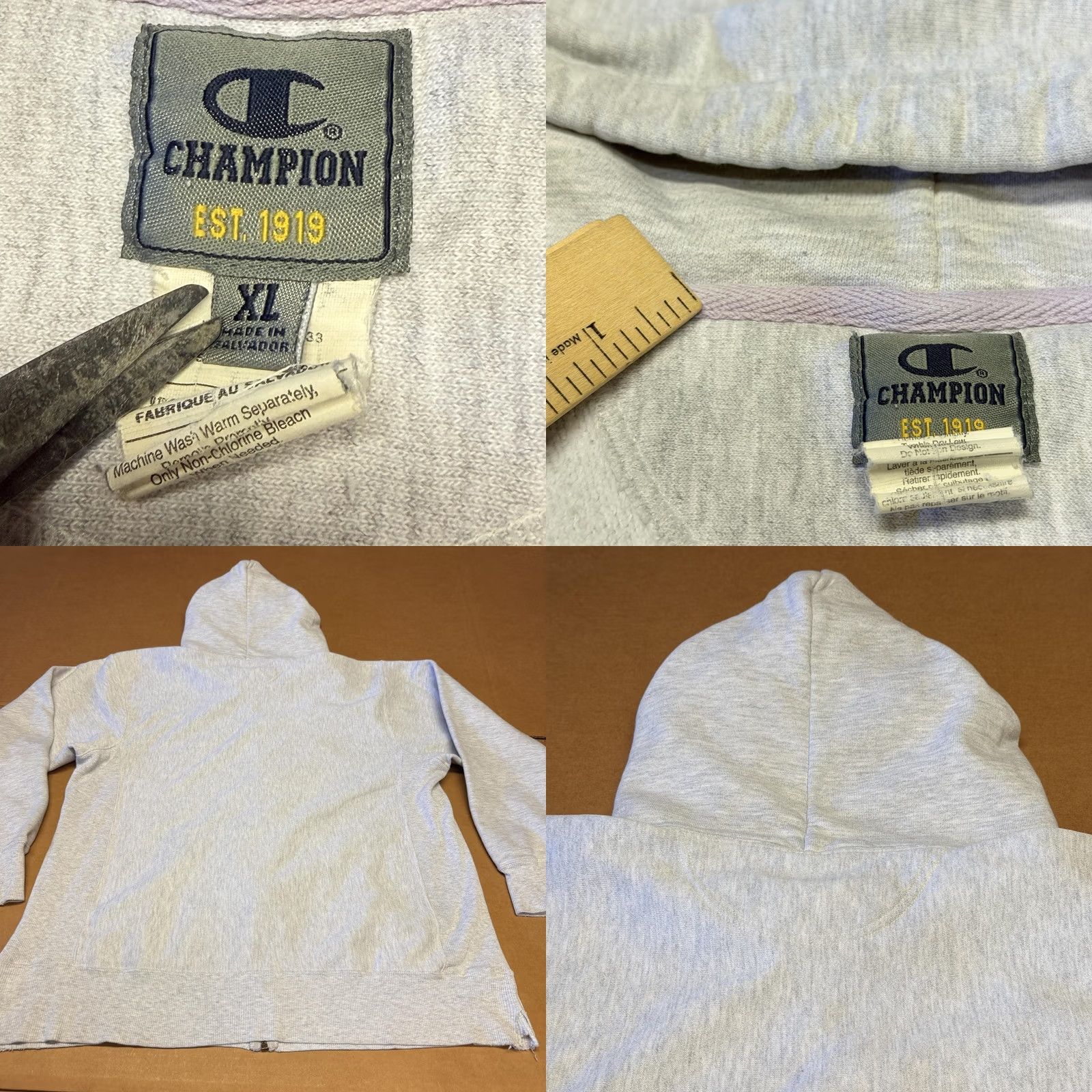 Champion Champion Hoodie Mens XL Gray Full Zip Knit Fleece Sweatshirt Embroidered Logo Size US XL / EU 56 / 4 - 9 Thumbnail