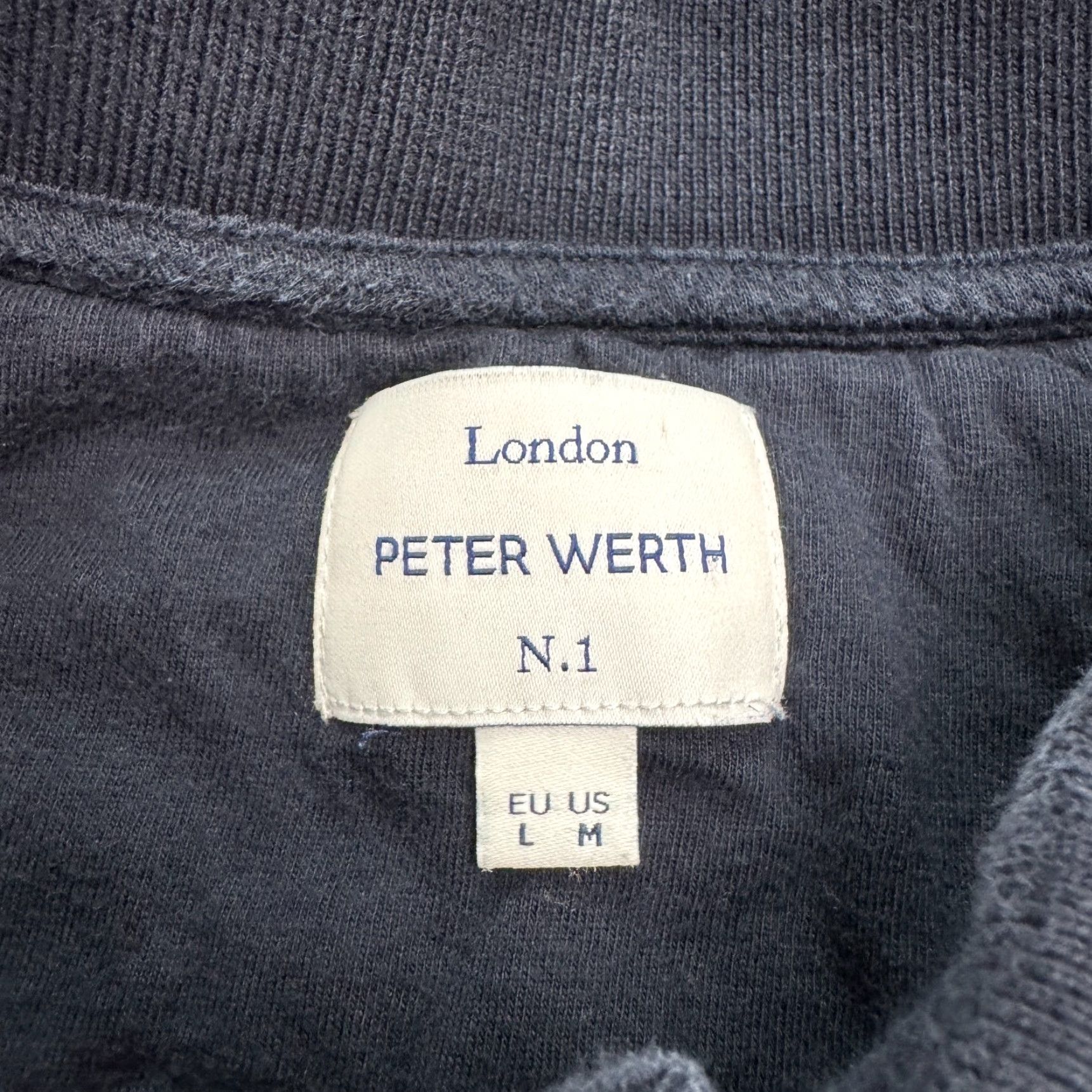 Vintage Peter Werth London N.1 Baran Polo Shirt Mens Medium Navy Blue Textured Pique Top Size US M / EU 48-50 / 2 - 6 Thumbnail