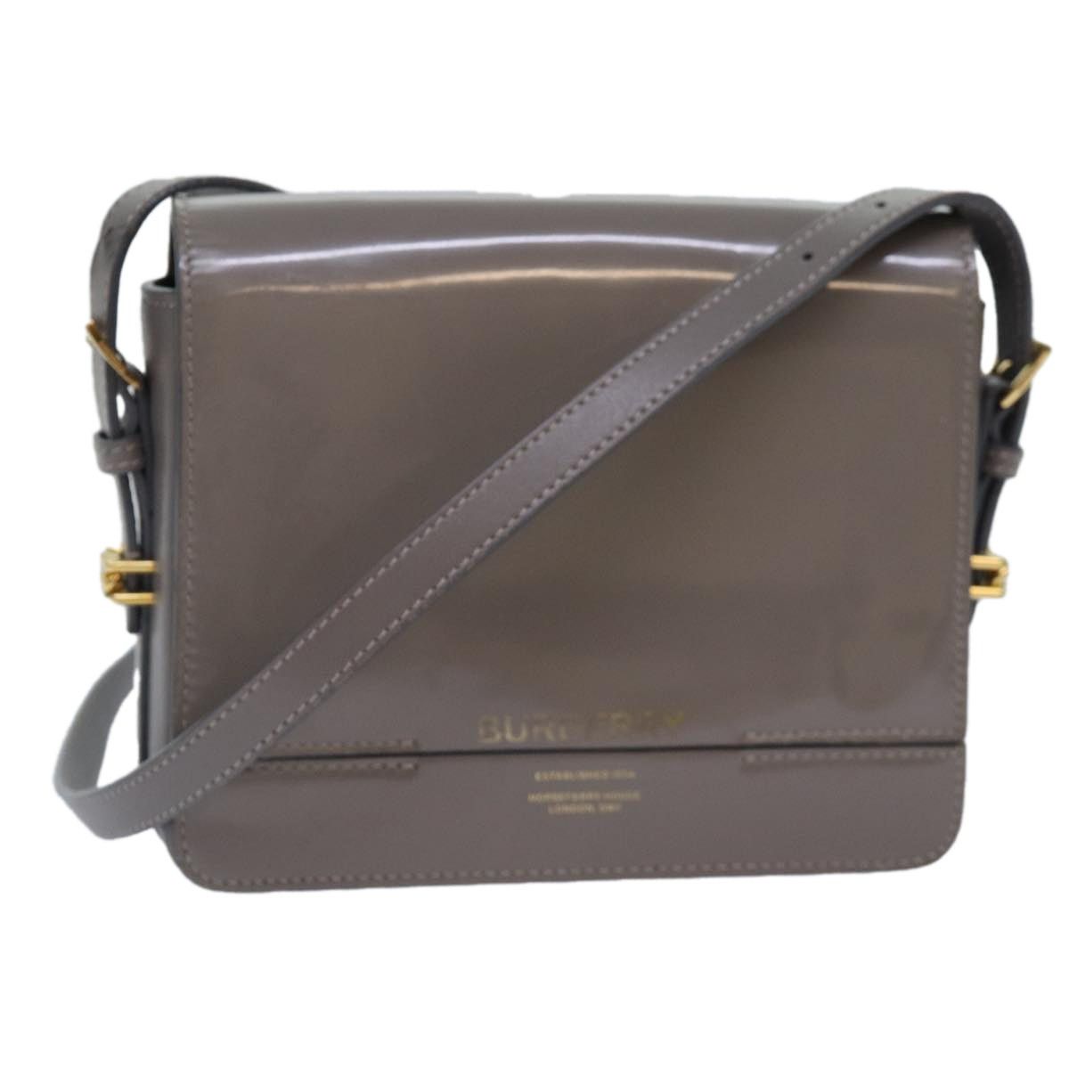 Burberry Burberry Shoulder Bag Patent Leather Gray Gold Size ONE SIZE - 1 Thumbnail