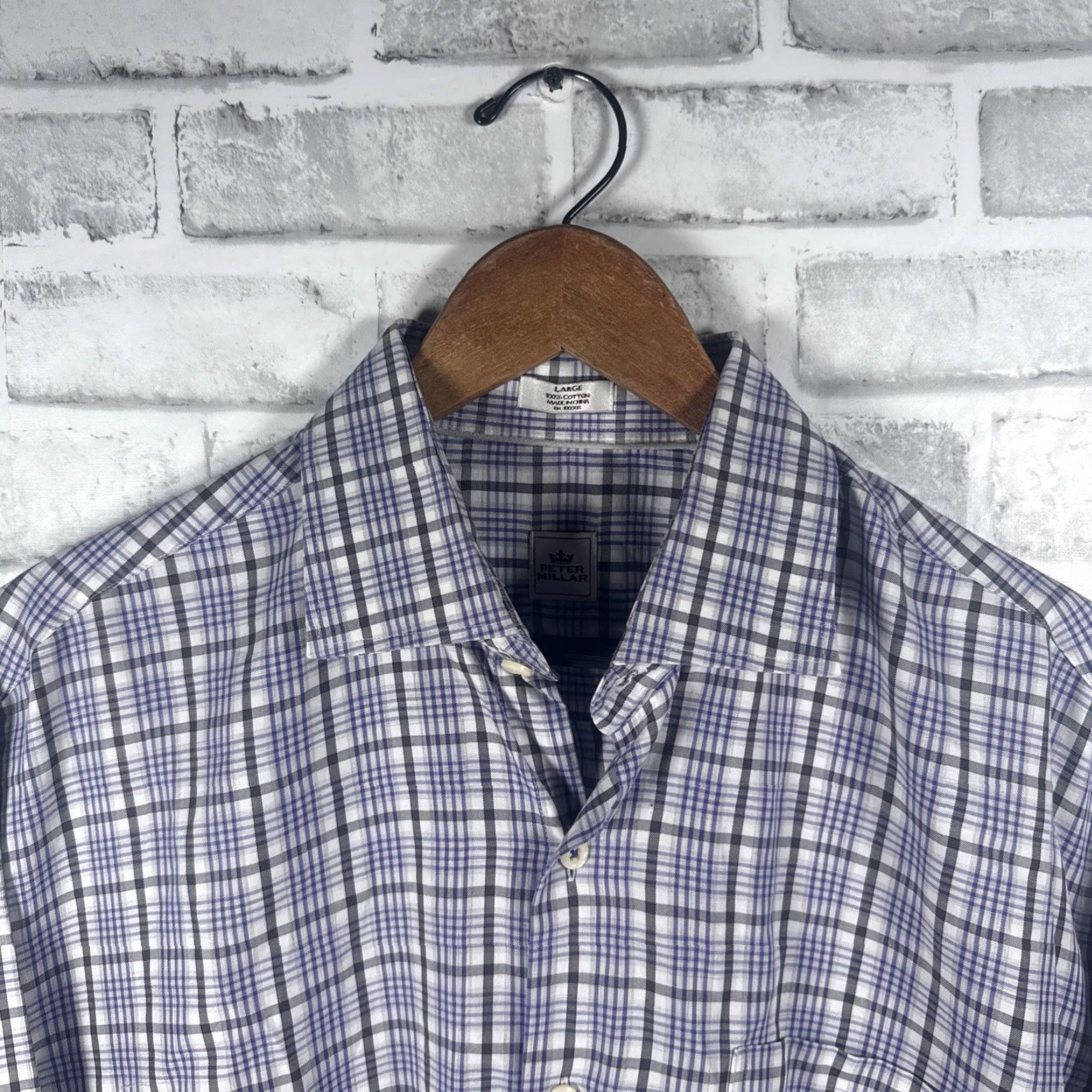 Peter Millar Peter Millar Blue Plaid Button-Up Shirt Mens Size L Size US L / EU 52-54 / 3 - 2 Thumbnail