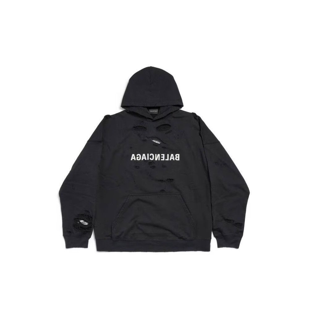 Balenciaga Mirror Balenciaga Hoodie Wide Fit in Black Size US L / EU 52-54 / 3 - 1 Thumbnail