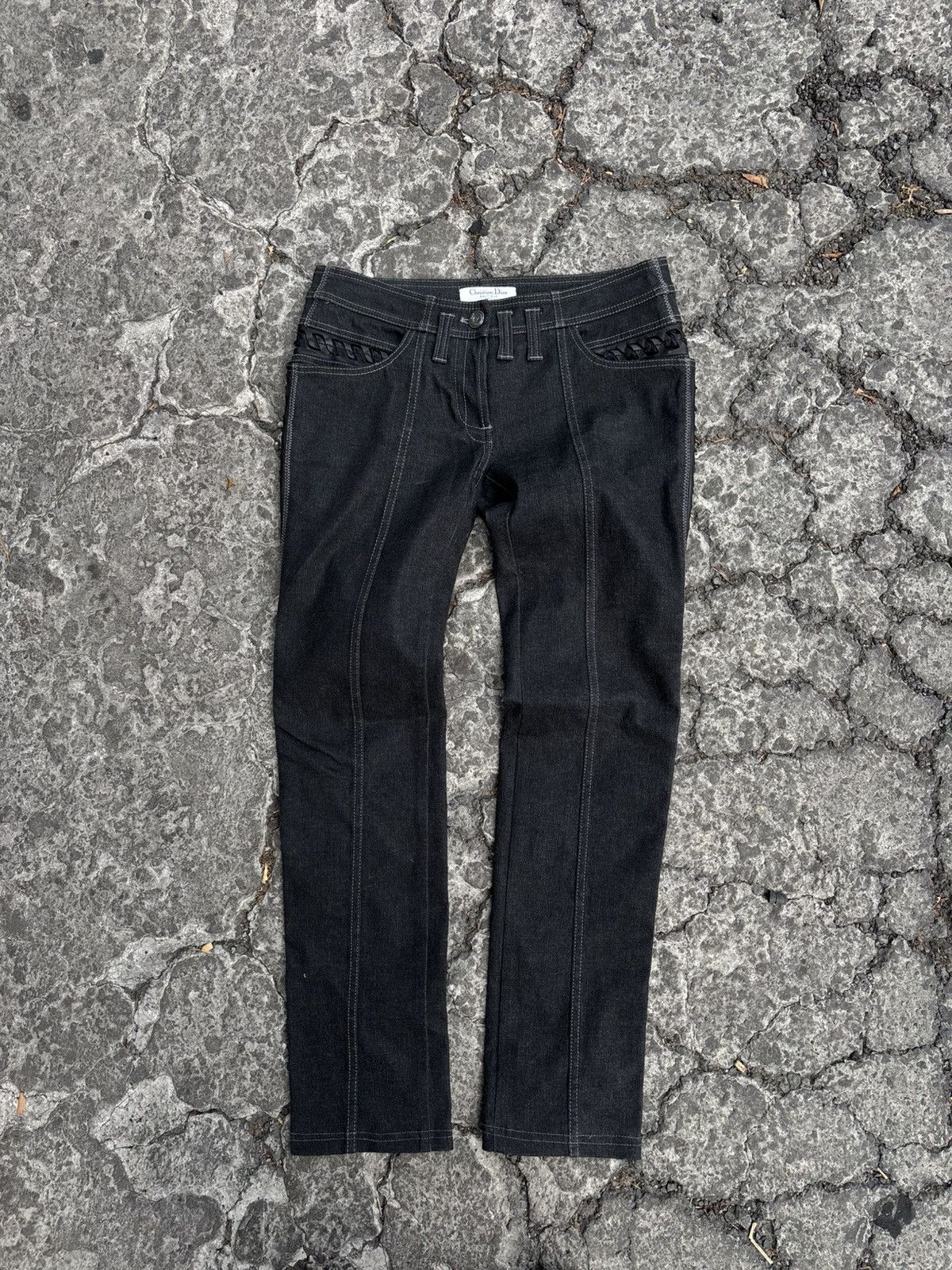 Dior christian dior jeans leather braid black 2006 by galiano Size 27" / US 4 / IT 40 - 4 Thumbnail