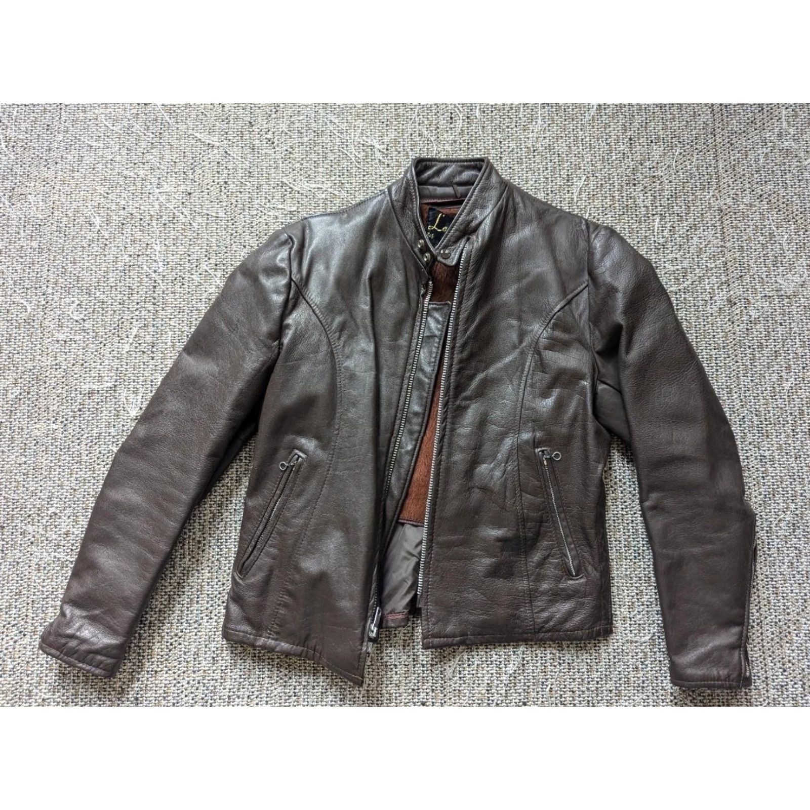 Vintage VINTAGE Lesco Leather Motorcycle Jacket - 40 Chest, Brown - Lined Cafe Racer, 1970s, Men’s size M Size US M / EU 48-50 / 2 - 3 Thumbnail