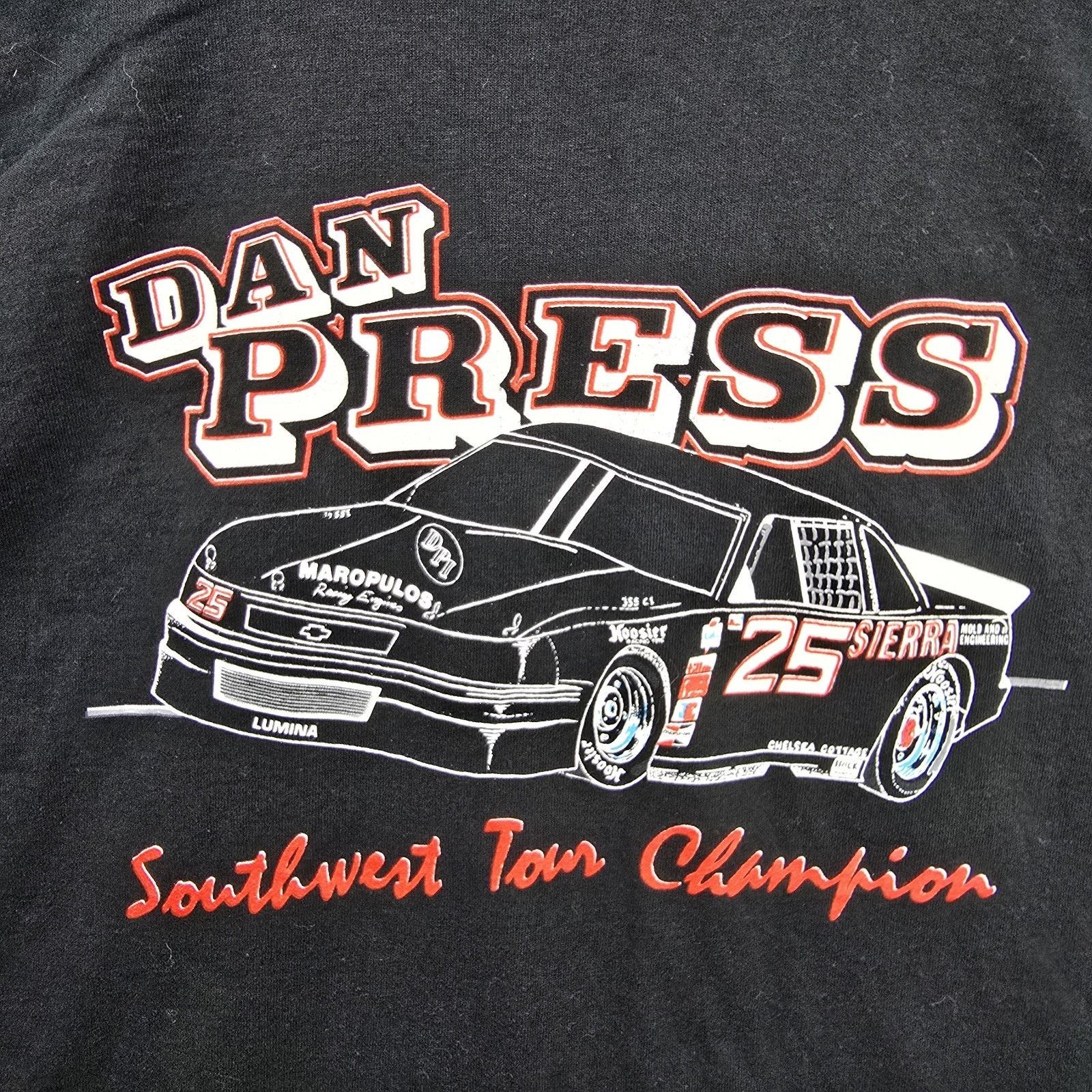 Fruit Of The Loom Vintage Dan Press Nascar Shirt Mens Large Black 90s RARE Size US L / EU 52-54 / 3 - 3 Thumbnail
