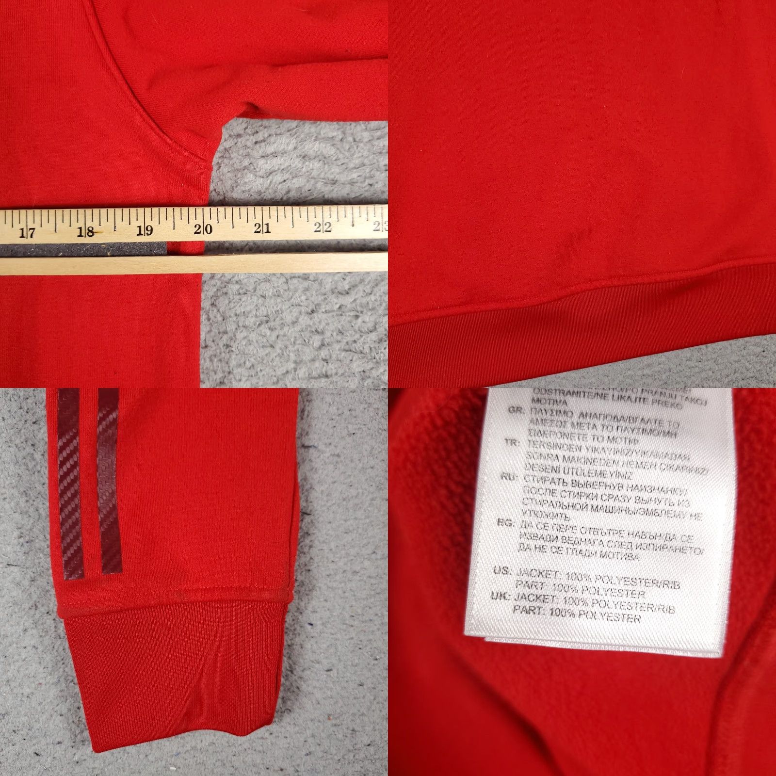 Adidas Adidas Hoodie Mens Medium Red Pullover Sweatshirt Long Sleeve Classic Sports Size US M / EU 48-50 / 2 - 8 Thumbnail