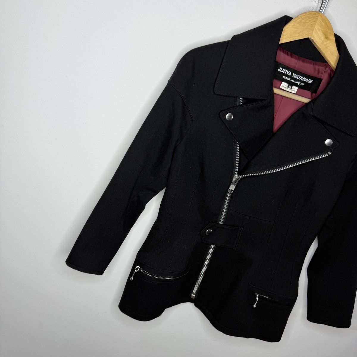 Comme des Garcons JUNYA WATANABE COMME des GARCONS Riders Jacket Black Wool Size M / US 6-8 / IT 42-44 - 3 Thumbnail