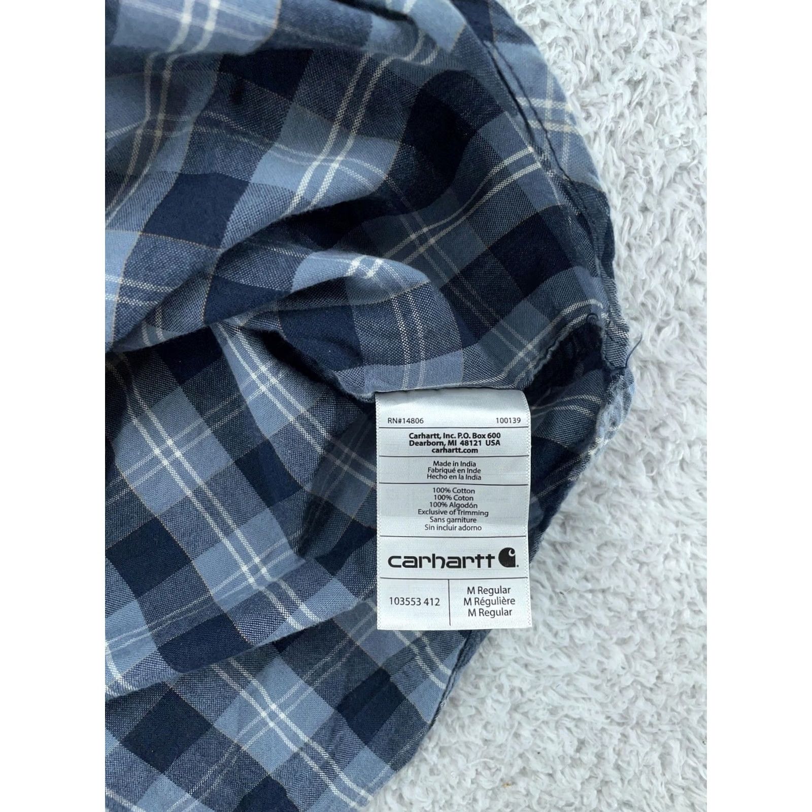 Carhartt Carhartt Shirt Mens Medium Blue Plaid Relaxed Fit Short Sleeve Button Down Work Size US M / EU 48-50 / 2 - 8 Thumbnail