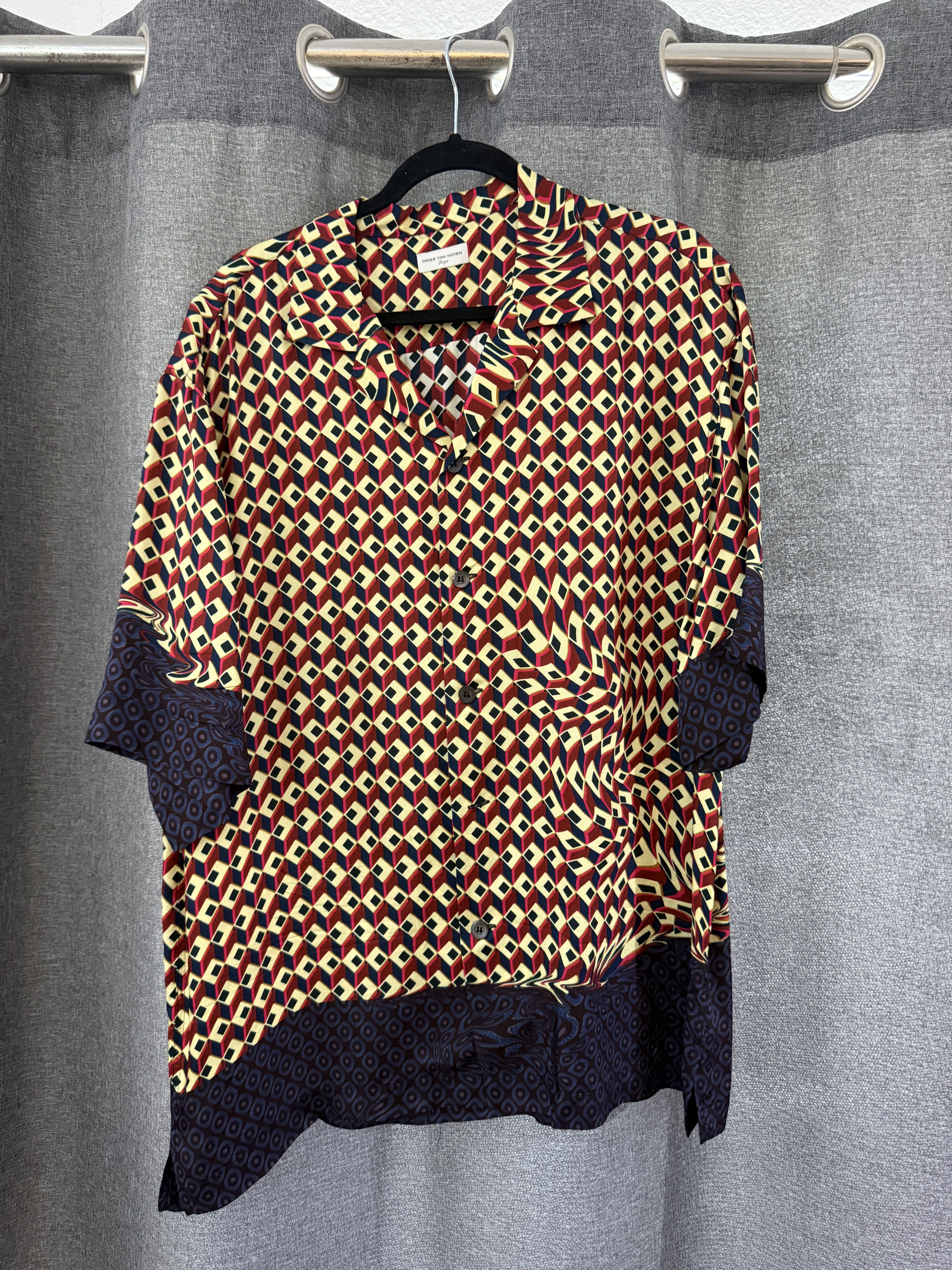 DRIES VAN NOTEN PATTERNED 100% VISCOSE CAMP SHIRT