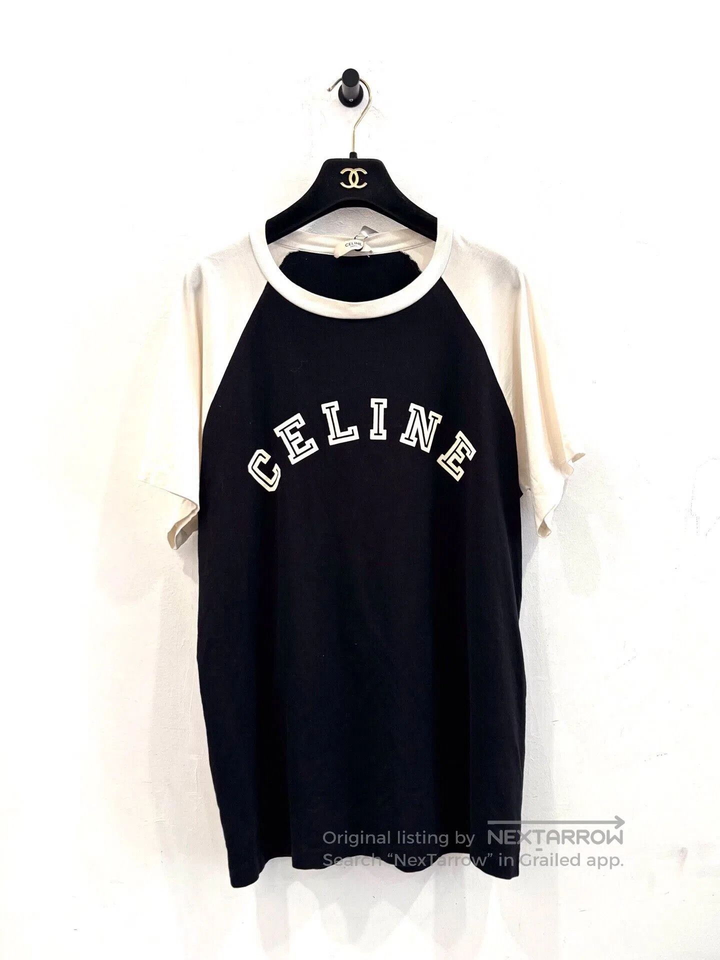 Celine Celine Black White Colorblock Logo Tee. Size XS / US 0-2 / IT 36-38 - 1 Thumbnail
