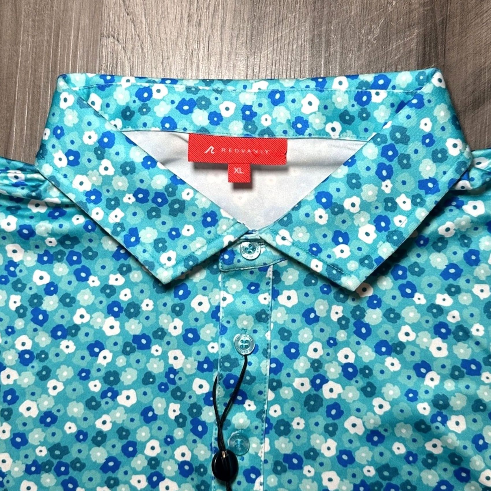 Vintage Redvanly Marne Floral PurePoly Performance Stretch Curaçao Golf Polo XL Mens Blue Shirt Size US XL / EU 56 / 4 - 6 Thumbnail