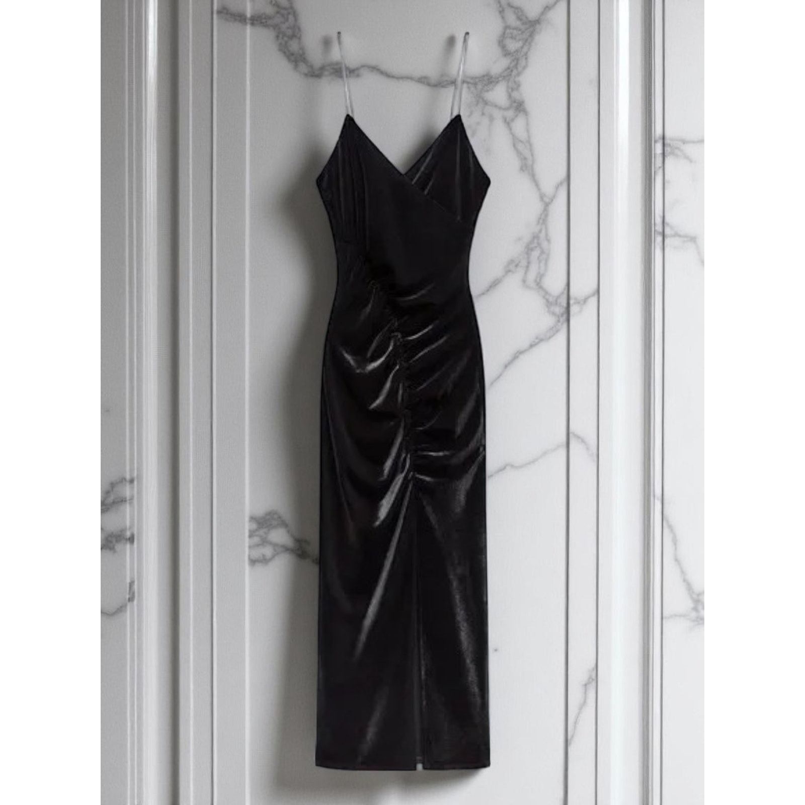 Zara Zara Festive Days Black Velvet Rhinestone Strap Dress - S Size S / US 4 / IT 40 - 7 Thumbnail