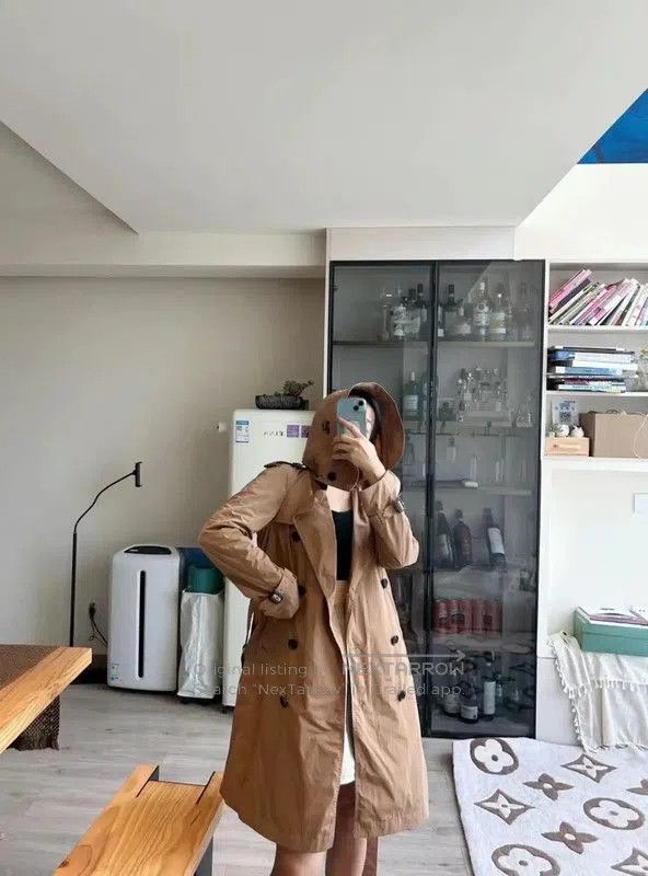 Burberry Burberry Khaki Cotton Check Long Trench Coat. Size S / US 4 / IT 40 - 5 Thumbnail