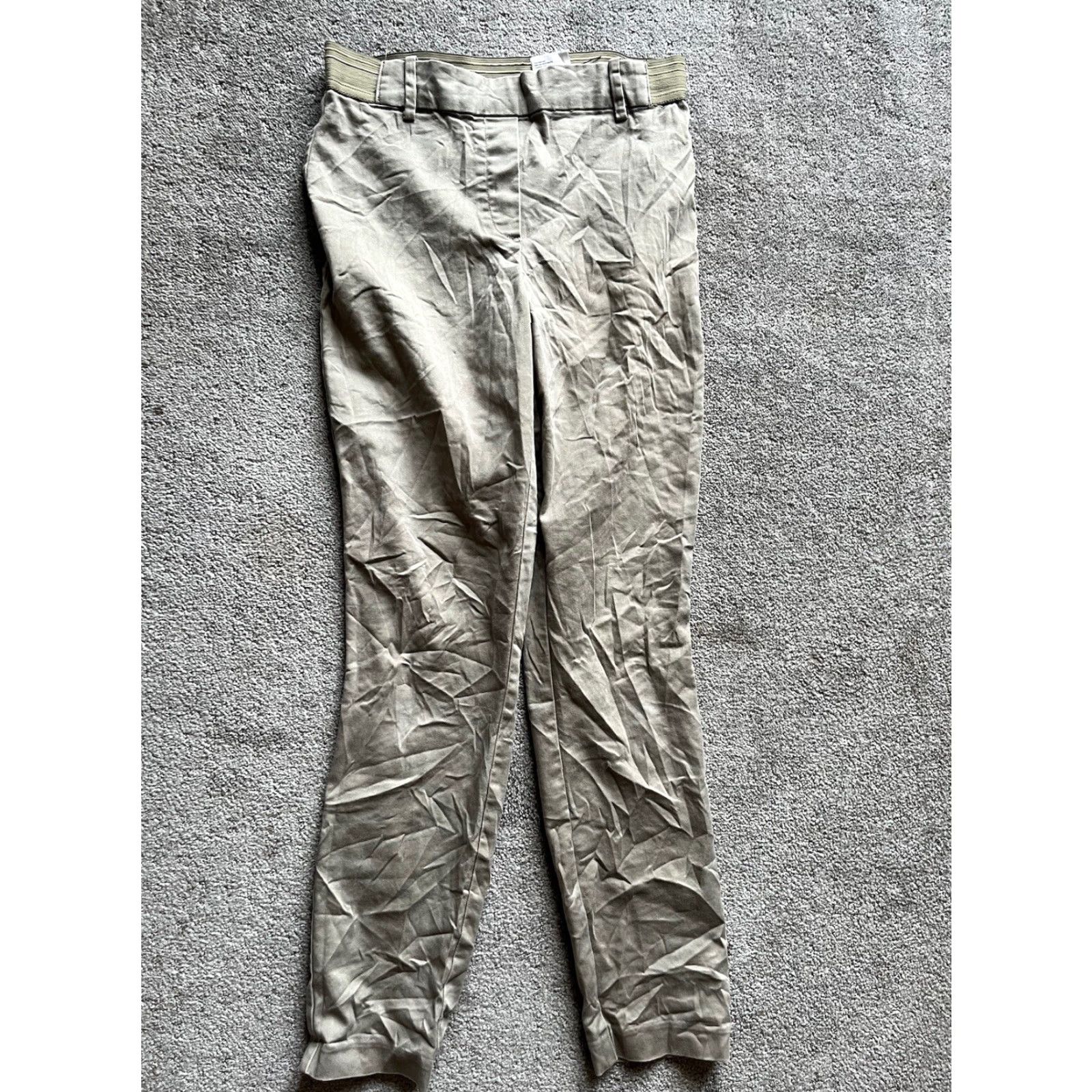 H&M H&M Dress Pants Women Size 4 Beige Pull on Flat Front Ankle Zip Regular Womens Size 27" / US 4 / IT 40 - 2 Thumbnail