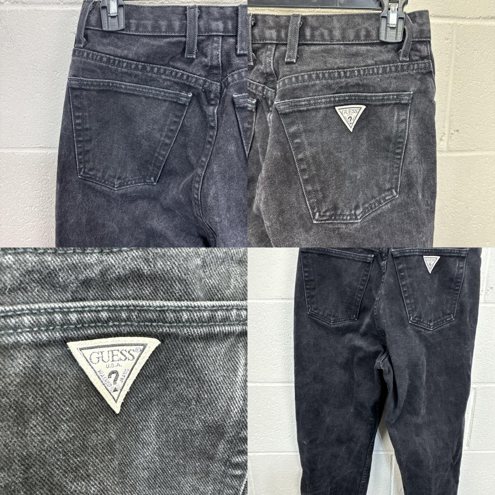 Guess VINTAGE GUESS Jeans Black Denim 28x31 Triangle Made in USA - 5-Pocket Straight Mens 90s USA Logo Retro 80s 90s Size US 28 / EU 44 - 8 Thumbnail