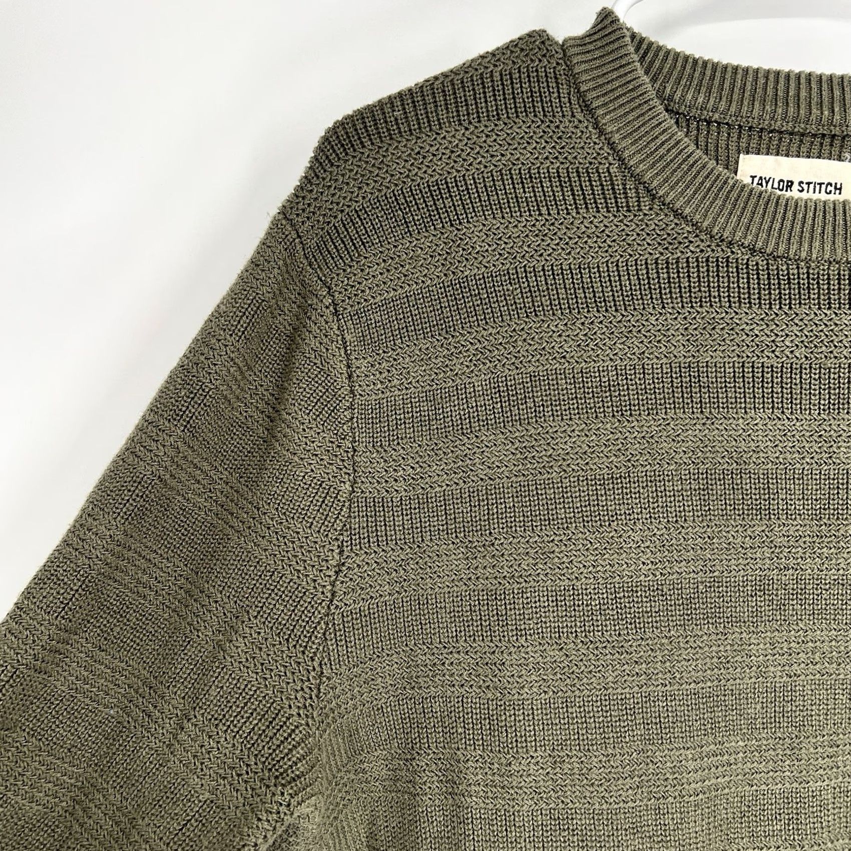 Taylor Stitch Taylor Stitch Sweater Mens L Army Green Mixed Stitch Hugo Crewneck Pullover Casual Womens? Mens Size US L / EU 52-54 / 3 - 4 Thumbnail