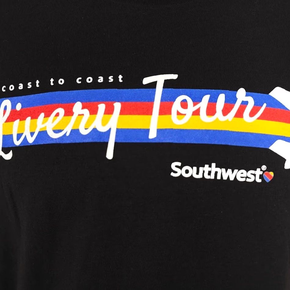 South2 West8 Southwestern Airlines T Shirt Mens Size Small Black Livery Tour 1971 To 2018 Size US S / EU 44-46 / 1 - 3 Thumbnail