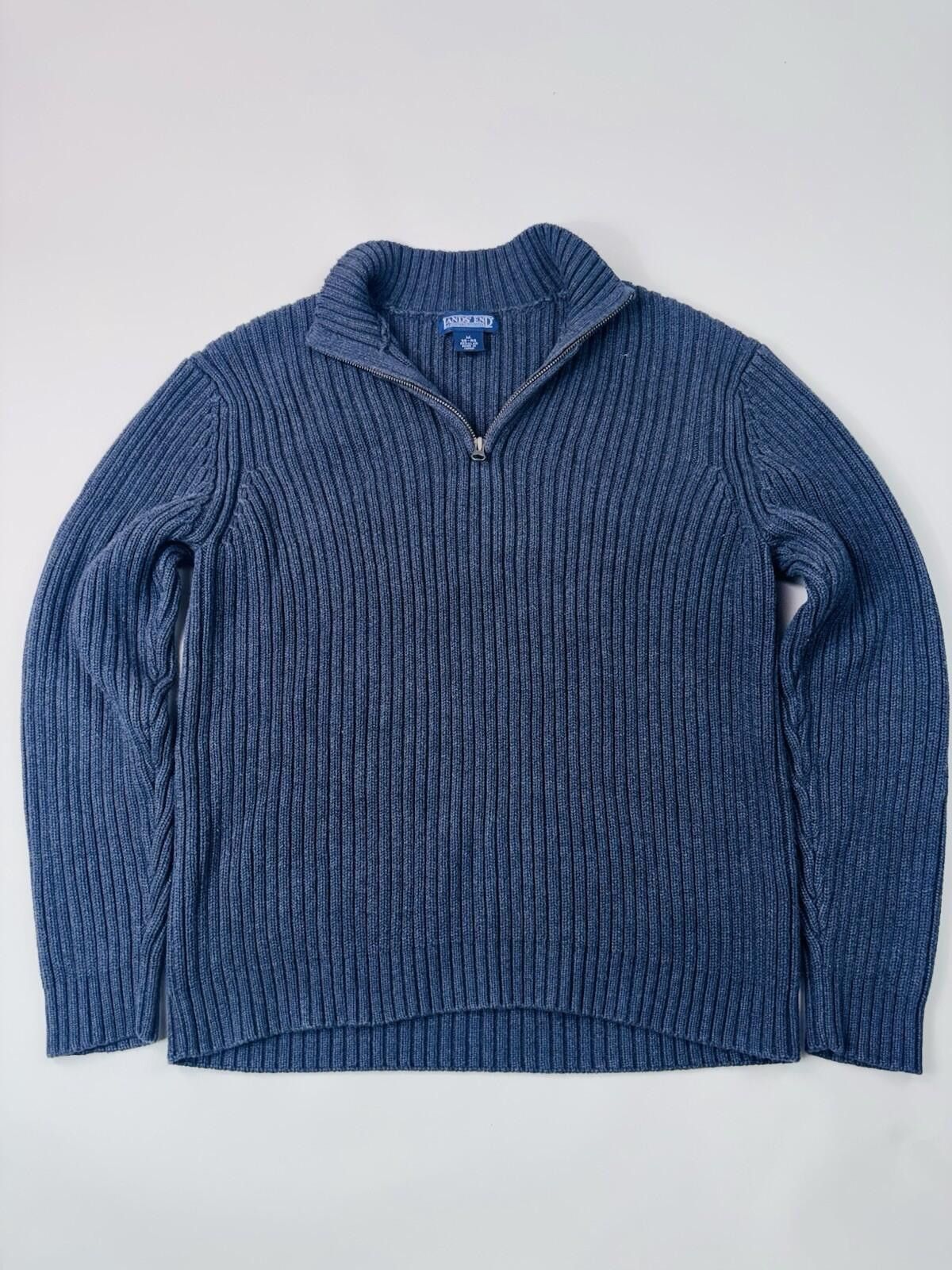 Lands' End Lands End Men’s 1/4 Ribbed Quarter Zip Size Medium Grey Size US M / EU 48-50 / 2 - 1 Thumbnail