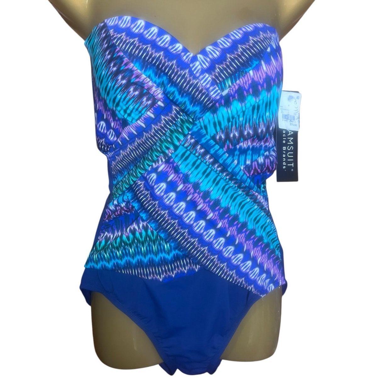 Other Eomenie NWT Blue & White Swimsuit Sz Large Adjustable Strap Size ONE SIZE - 2 Thumbnail