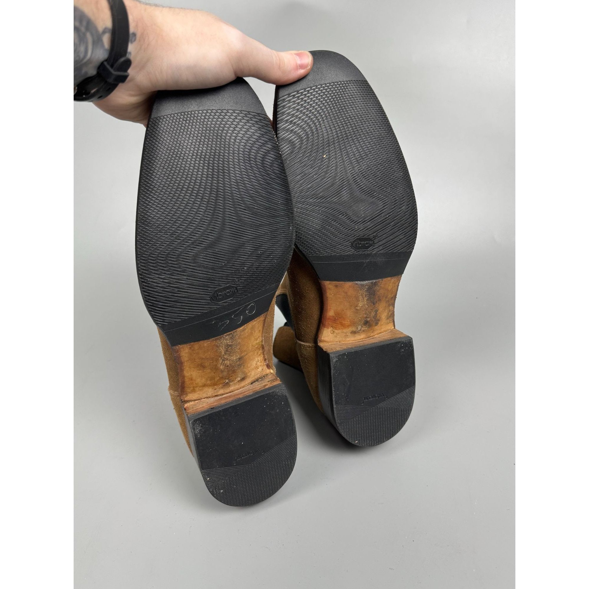 Prada Prada Vintage Khaki Suede Chelsea Boots (Y1169) Size US 9 / EU 42 - 12 Thumbnail