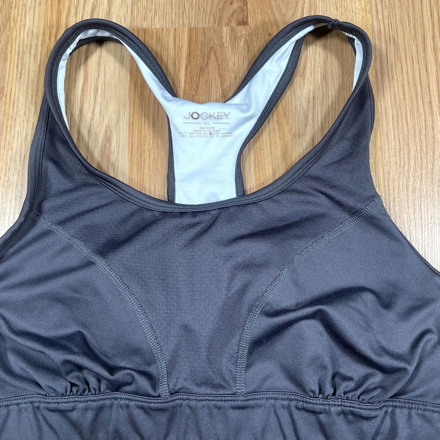 Jockey Jockey Sports Bra Women's XL Gray Racerback Stretchy Athletic Shirt? Size ONE SIZE - 2 Thumbnail
