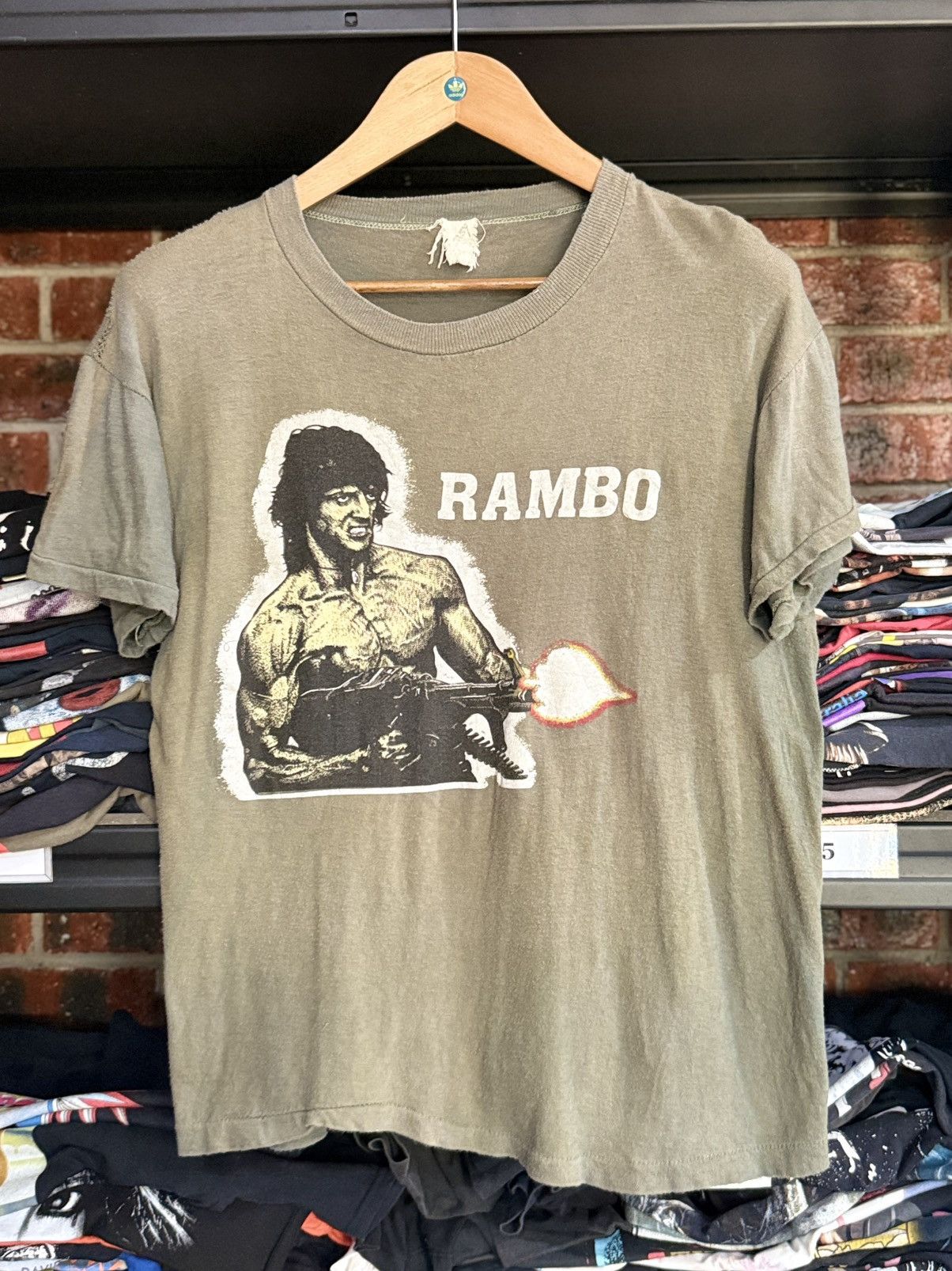 Vintage Thrashed Vintage 80s Rambo Movie Promo Sun Faded Tee Size US M / EU 48-50 / 2 - 1 Thumbnail