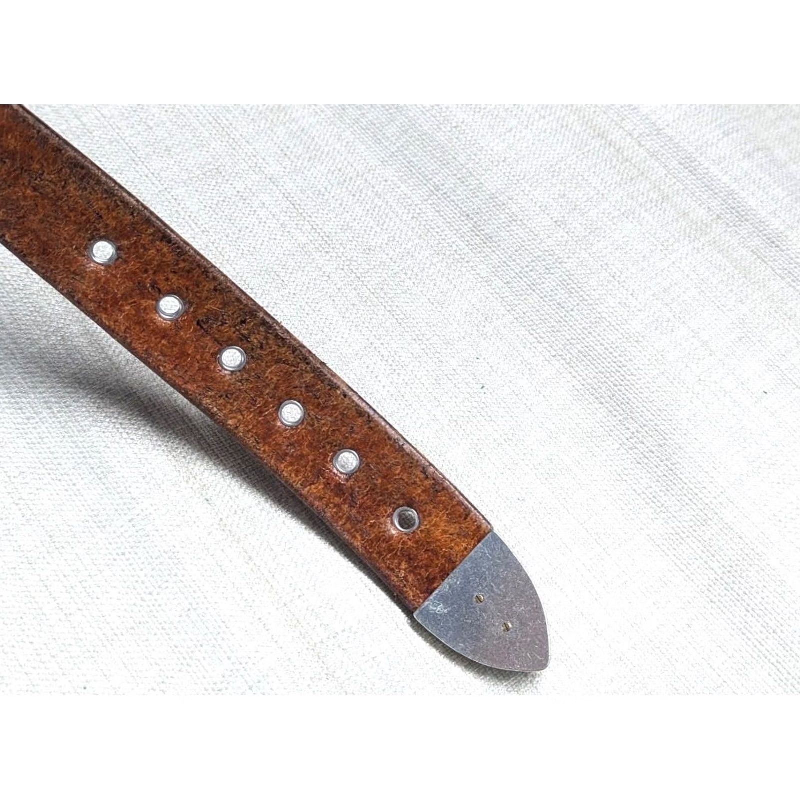 Vintage VINTAGE Handcrafted WESTERN belt 46 leather Full Grain Leather buckle Eagle belt Men Cowboy Rodeo 1-1/2" width Brown 45/46 Size 46 - 4 Thumbnail