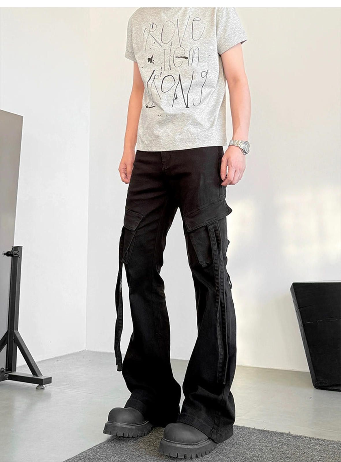 Other Black Cargo Pants with Straps Size US 34 / EU 50 - 1 Thumbnail