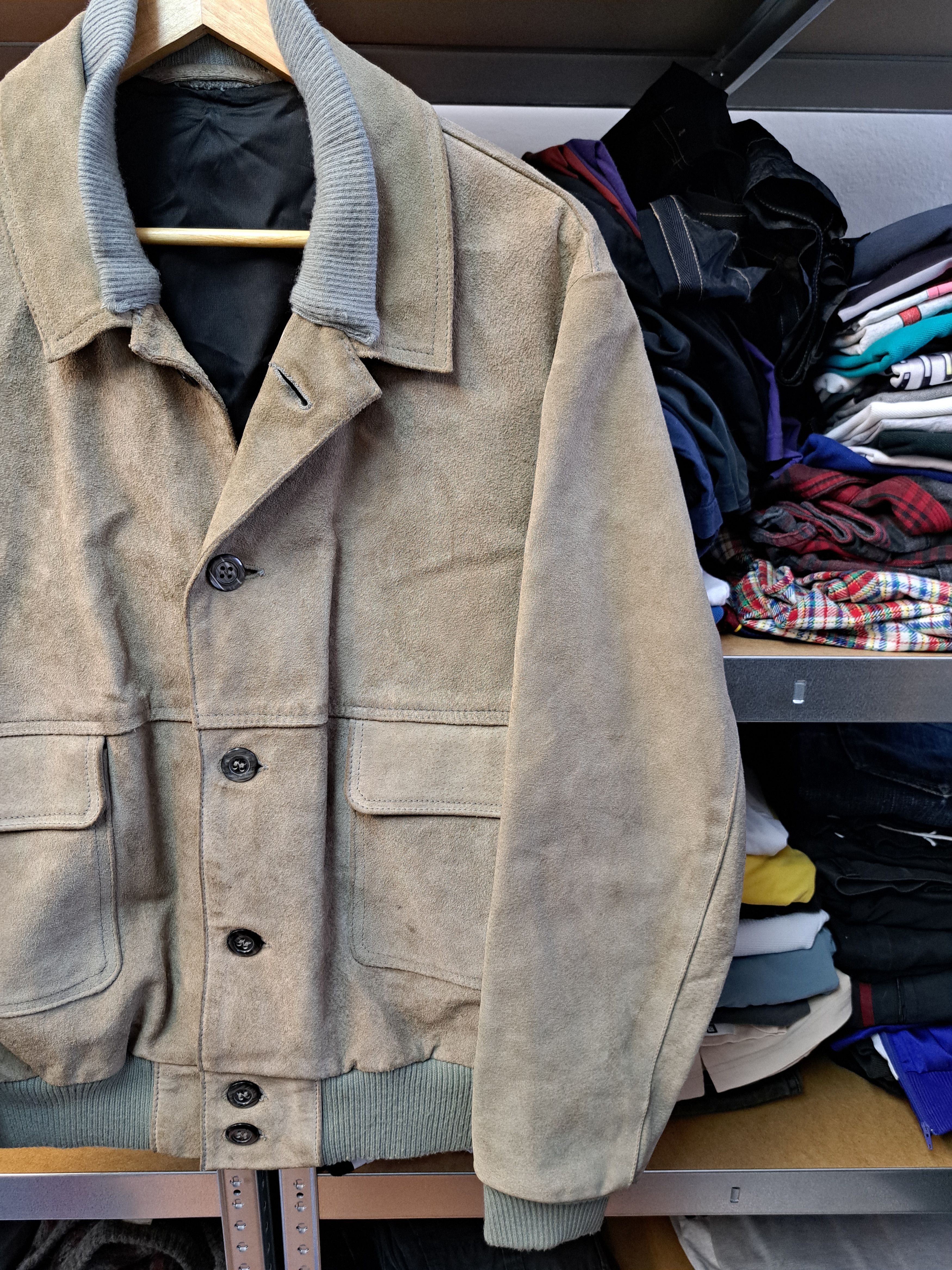 Genuine Leather Vintage Suede Leather Bomber Jacket Loro Piana Style Size US XL / EU 56 / 4 - 4 Thumbnail