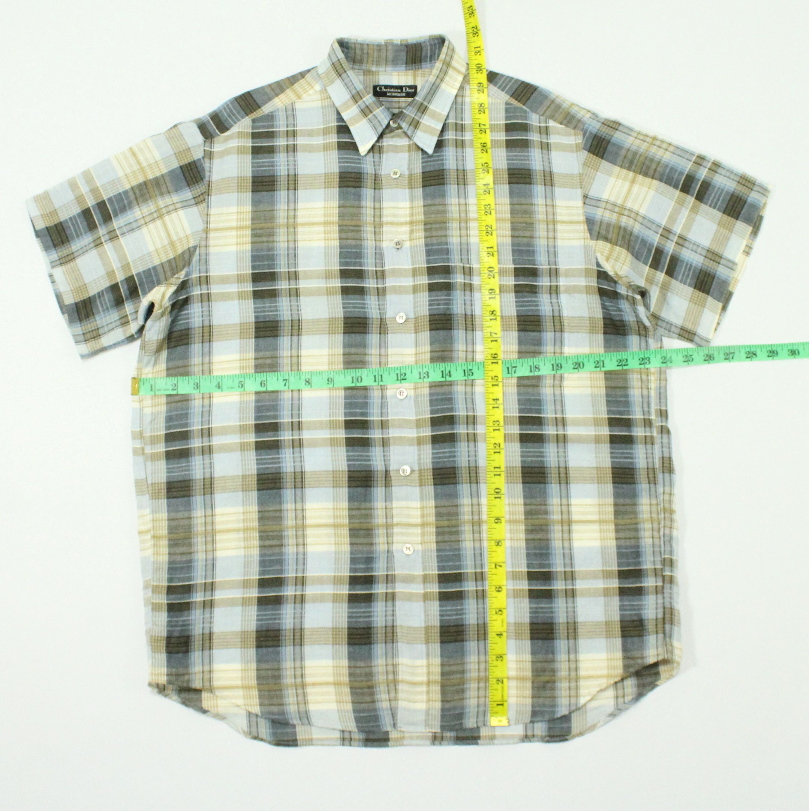 シャツ Dior Checkered Zipped Shirt Zipped Shirt with CD Diamond Embroidery Beige Tartan Cotton