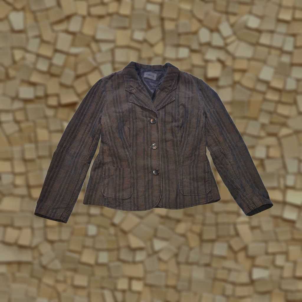 Vintage Wmns OSKA Zita Striped Blazer Jacket - Blazer - Black Gold - Size 2 - Womens - 65% cotton / 35% polyester Size XS / US 0-2 / IT 36-38 - 1 Thumbnail