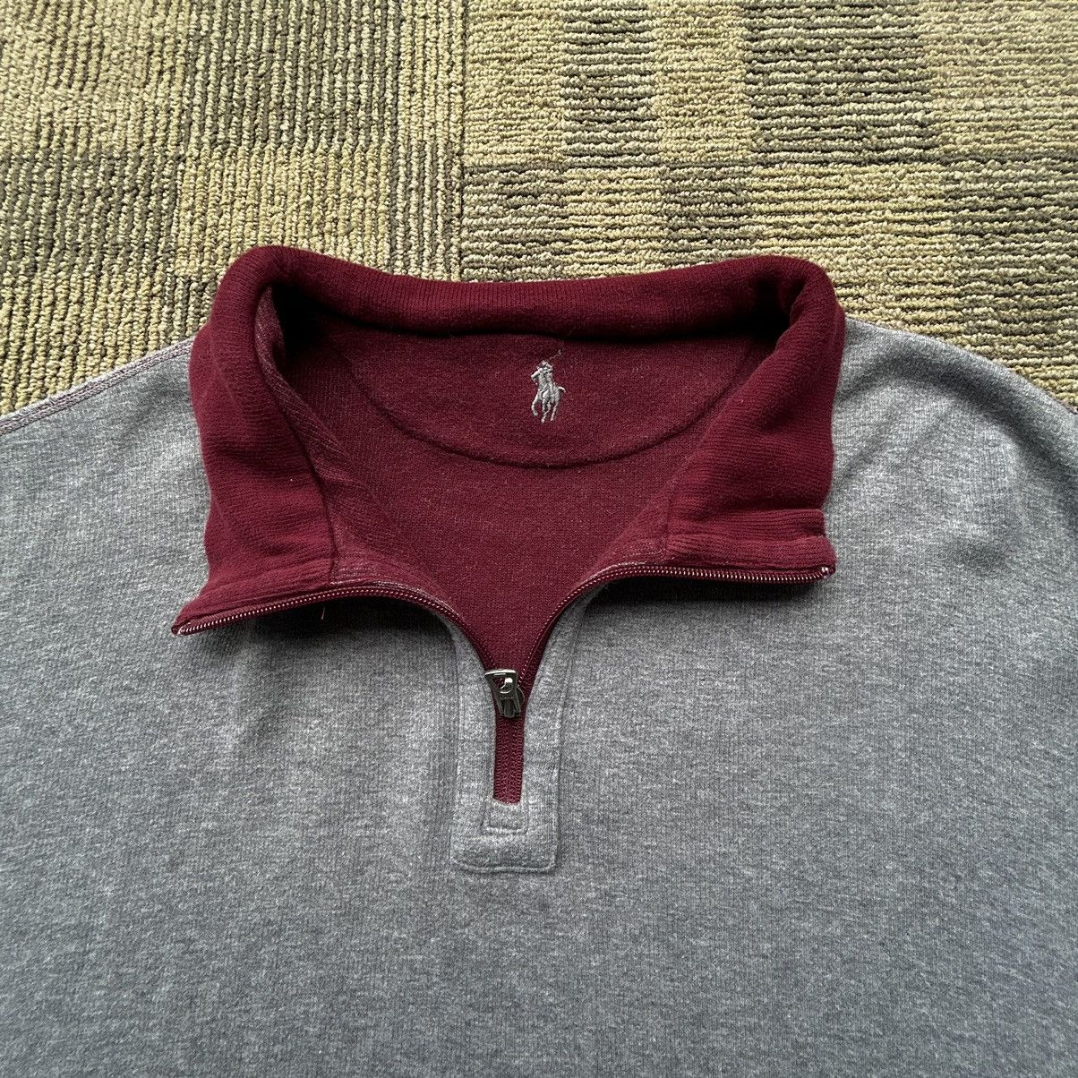 Polo Ralph Lauren Polo Ralph Lauren Vtg Burgundy/Grey Reversible Quarter-Zip Size US XL / EU 56 / 4 - 9 Thumbnail