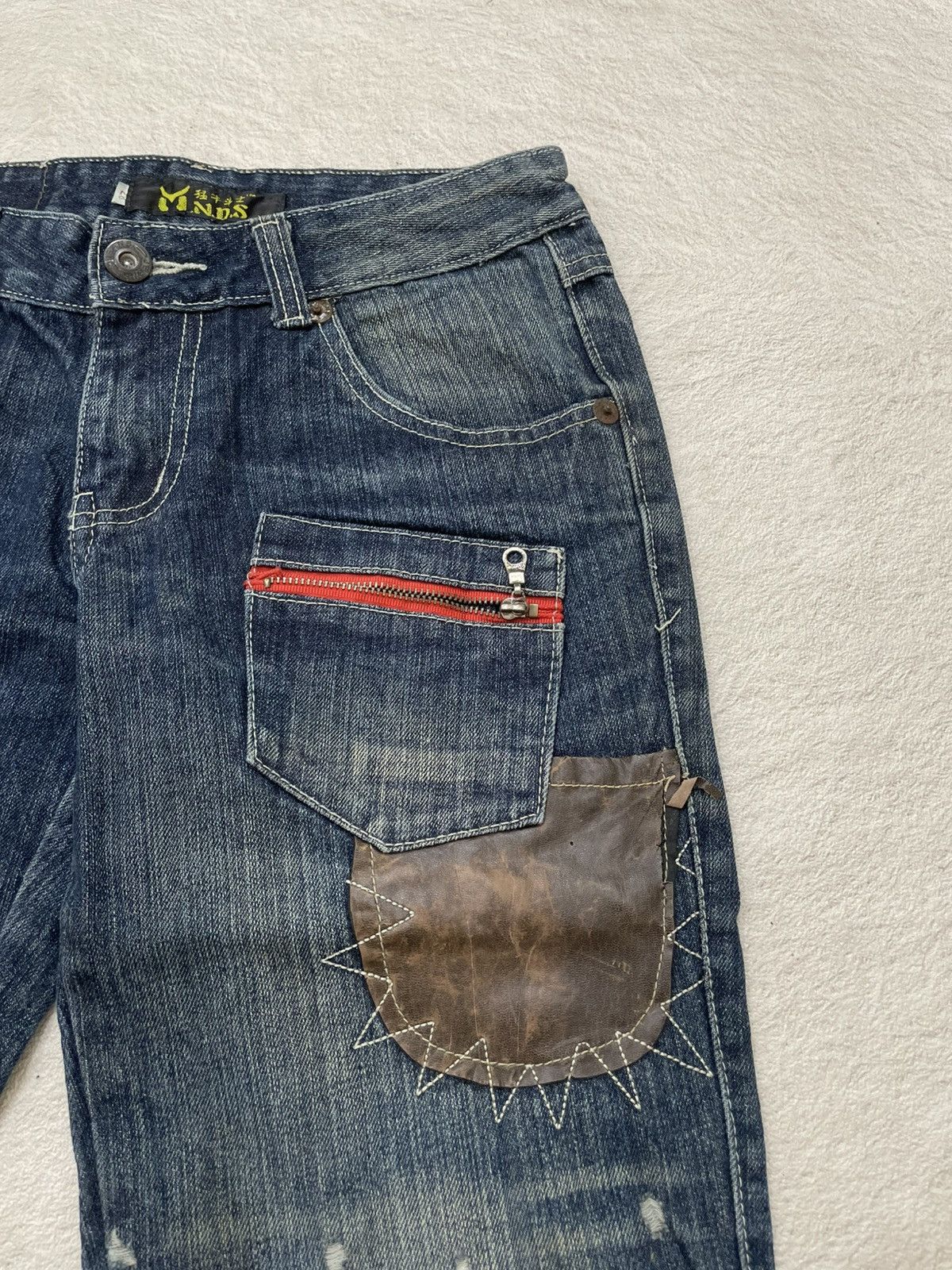 Japanese Brand 2000s Number Nine Multi Pocket Denim Ripped Fading Jeans Y2K Size US 29 - 4 Thumbnail