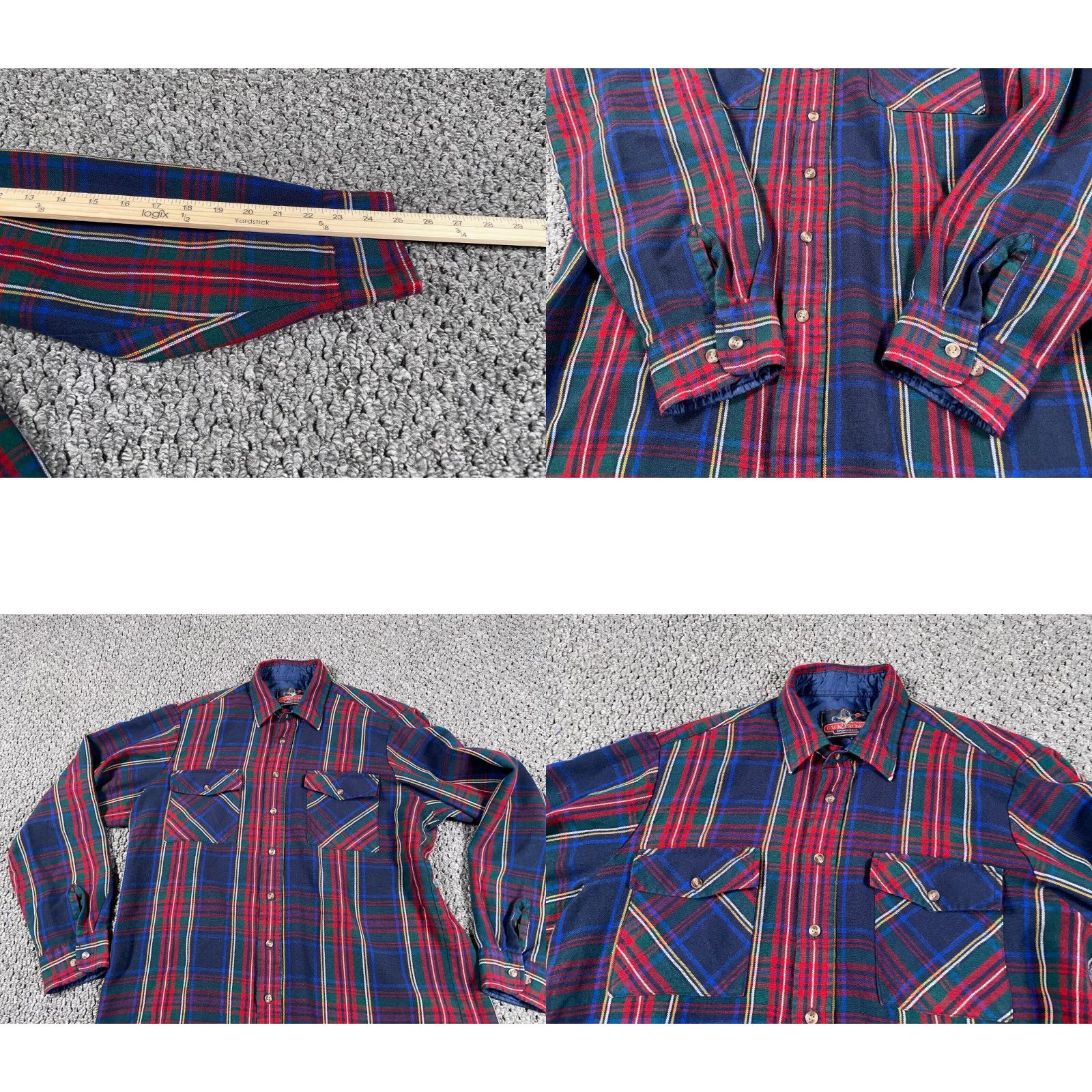 Vintage VTG 80s Grunge Flannel Shirt Men XL Red Blue Plaid Tartan Lightweight Backpacker Chest Pockets Casual Workwear Size US XL / EU 56 / 4 - 8 Thumbnail