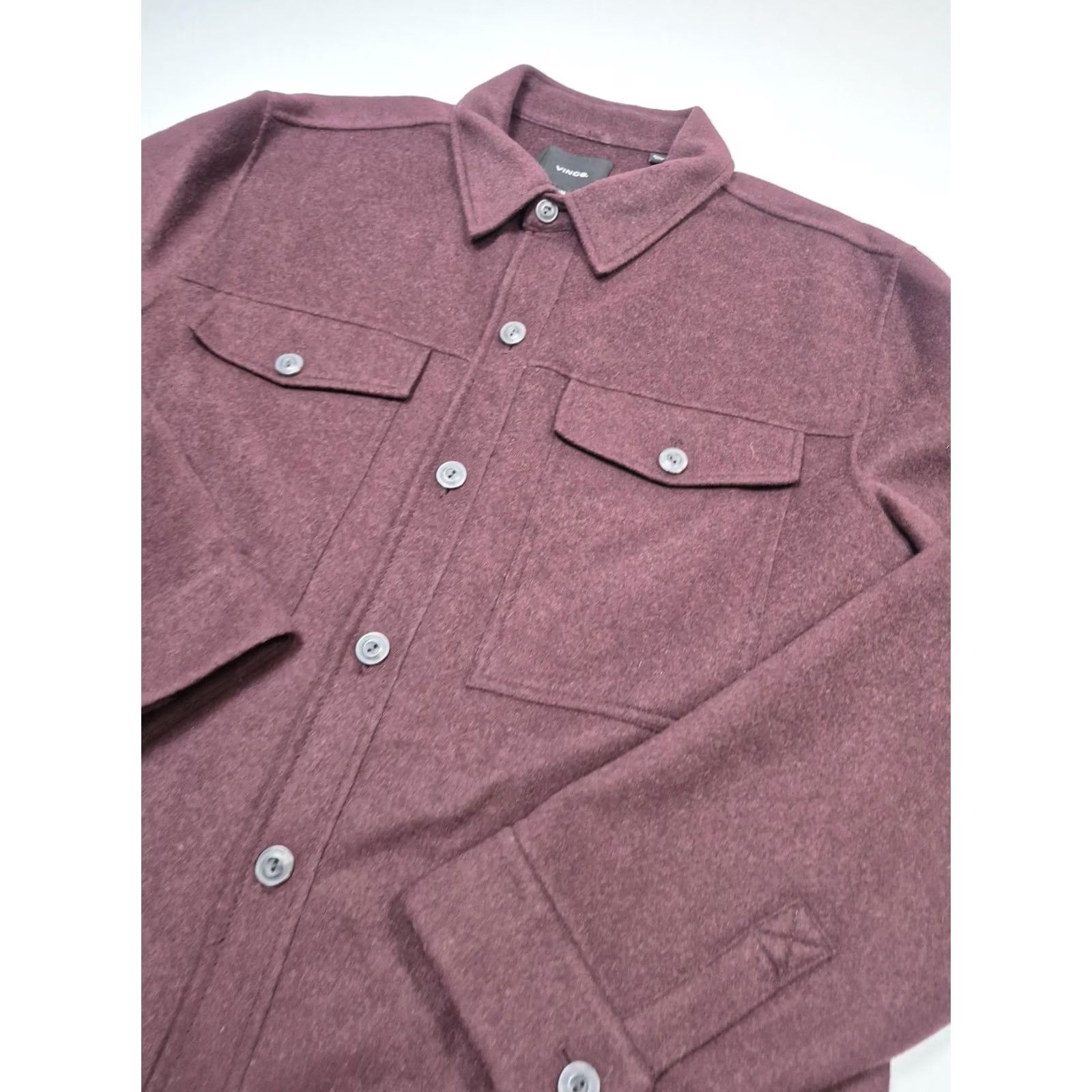 Vince Vince Jacket Mens XL Red Wool Flannel Shacket Overshirt Button Front Pockets Size US XL / EU 56 / 4 - 2 Thumbnail