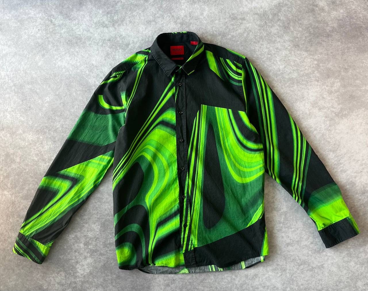 Hugo Boss HUGO BOSS Hugo Green Black Abstract Print Shirt Straight Fit Size US L / EU 52-54 / 3 - 1 Thumbnail