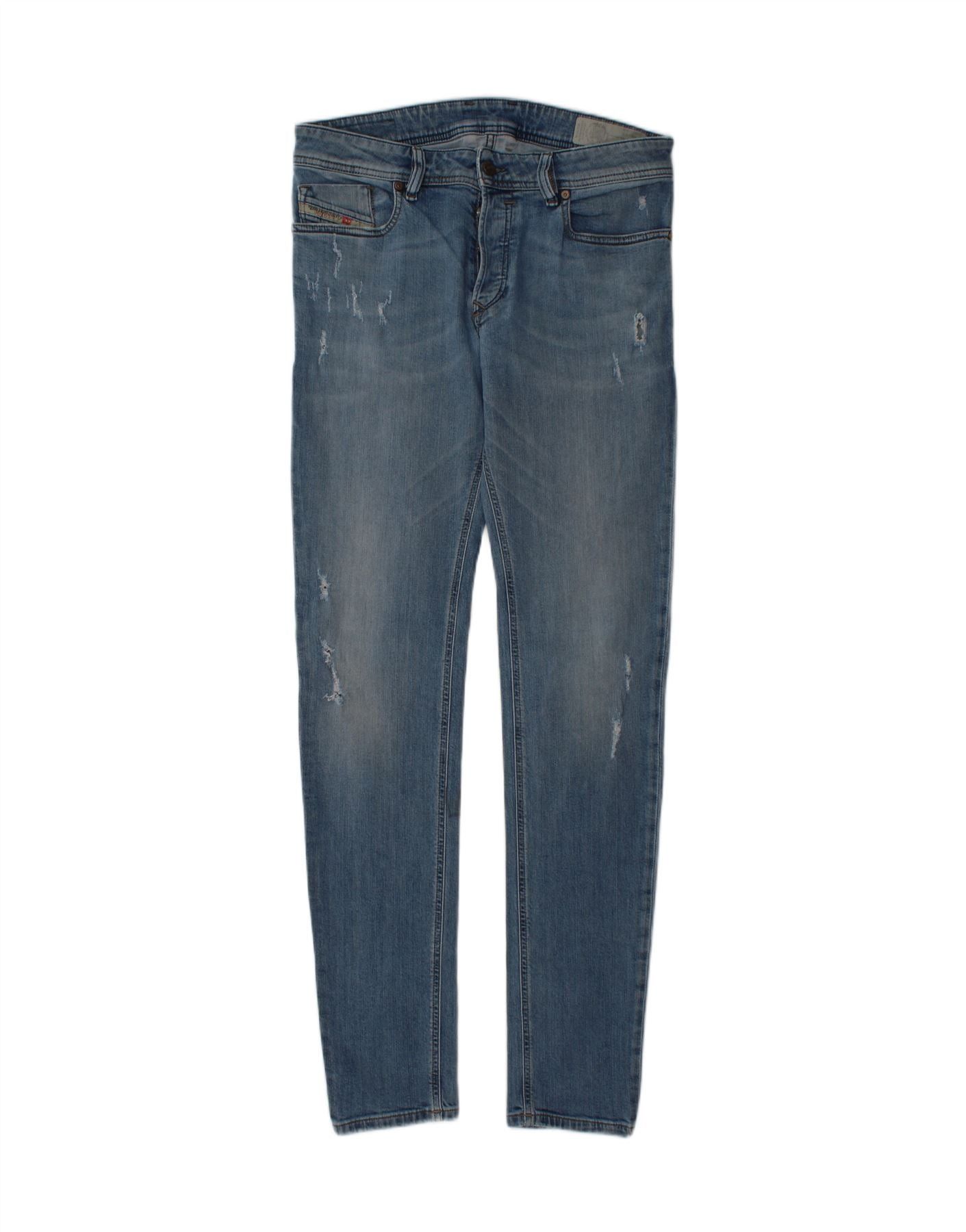 Diesel Womens Distressed Skinny Jeans W30 L33 Blue Cotton Size 42" / US 20 - 1 Thumbnail