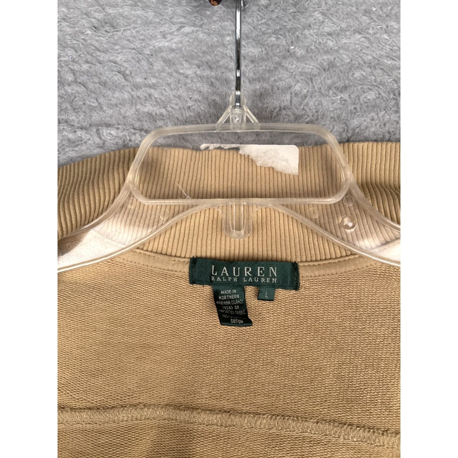 Ralph Lauren Lauren Ralph Lauren Bomber Jacket Womens L Beige Cotton Full Zip Pockets Size L / US 10 / IT 46 - 3 Thumbnail