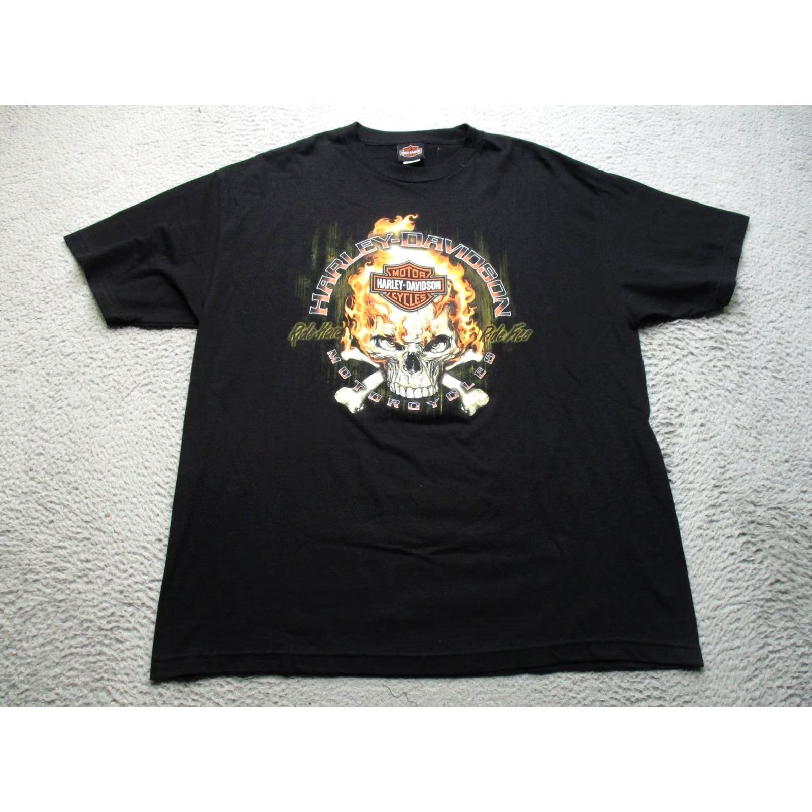 Harley Davidson Harley-Davidson Shirt Mens XL Black Flaming Skull Graphic Tee Size US XL / EU 56 / 4 - 2 Thumbnail