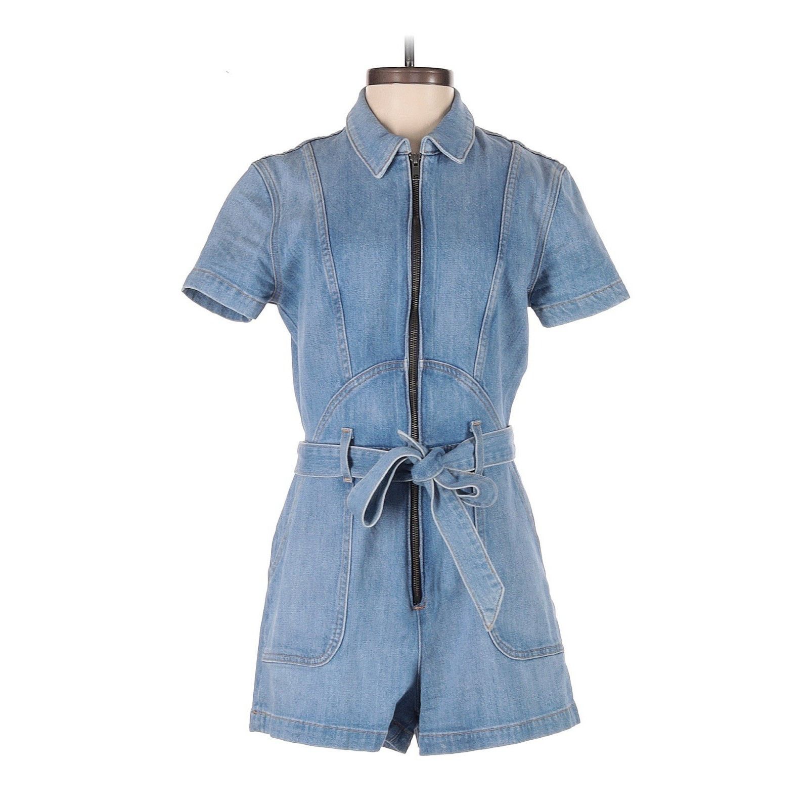 Alice + Olivia Alice + Olivia Denim Romper Short Jumpsuit 27 Front Zipper Size 27" / US 4 / IT 40 - 3 Thumbnail