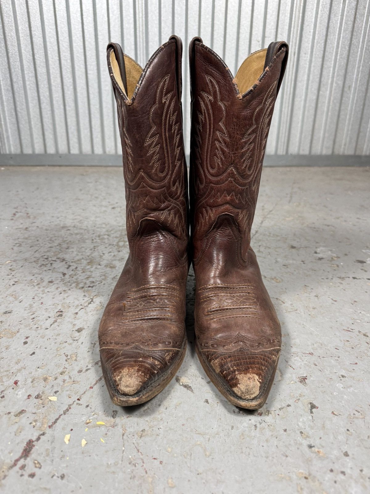Sancho Boots 90s Vintage Sancho Spain Distressed Cowboy Boots Pointy Toes Size US 8 / EU 41 - 4 Thumbnail